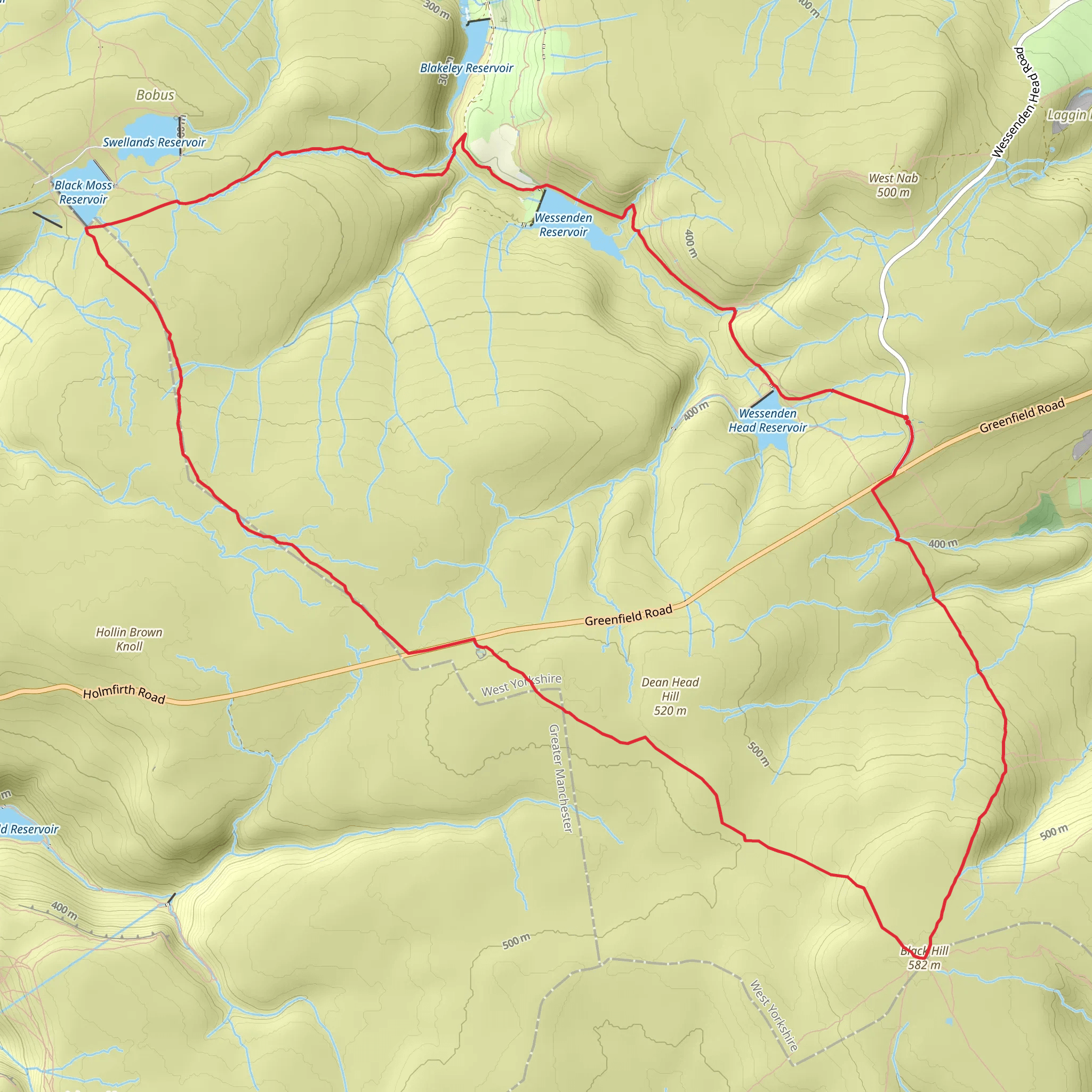 Black Hill and Four Reservoirs mobile static map