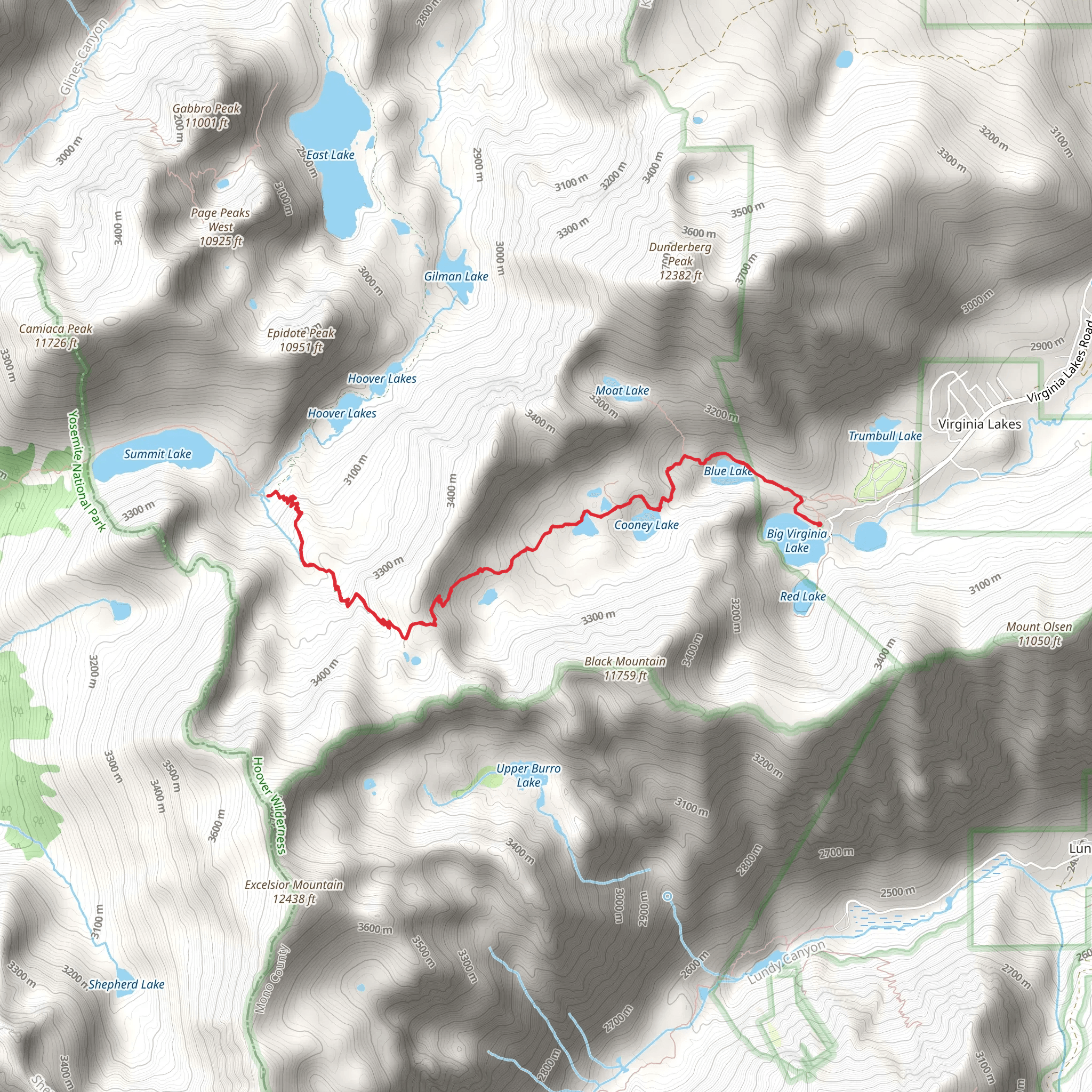 Green Creek Trail from Big Virginia Lake mobile static map