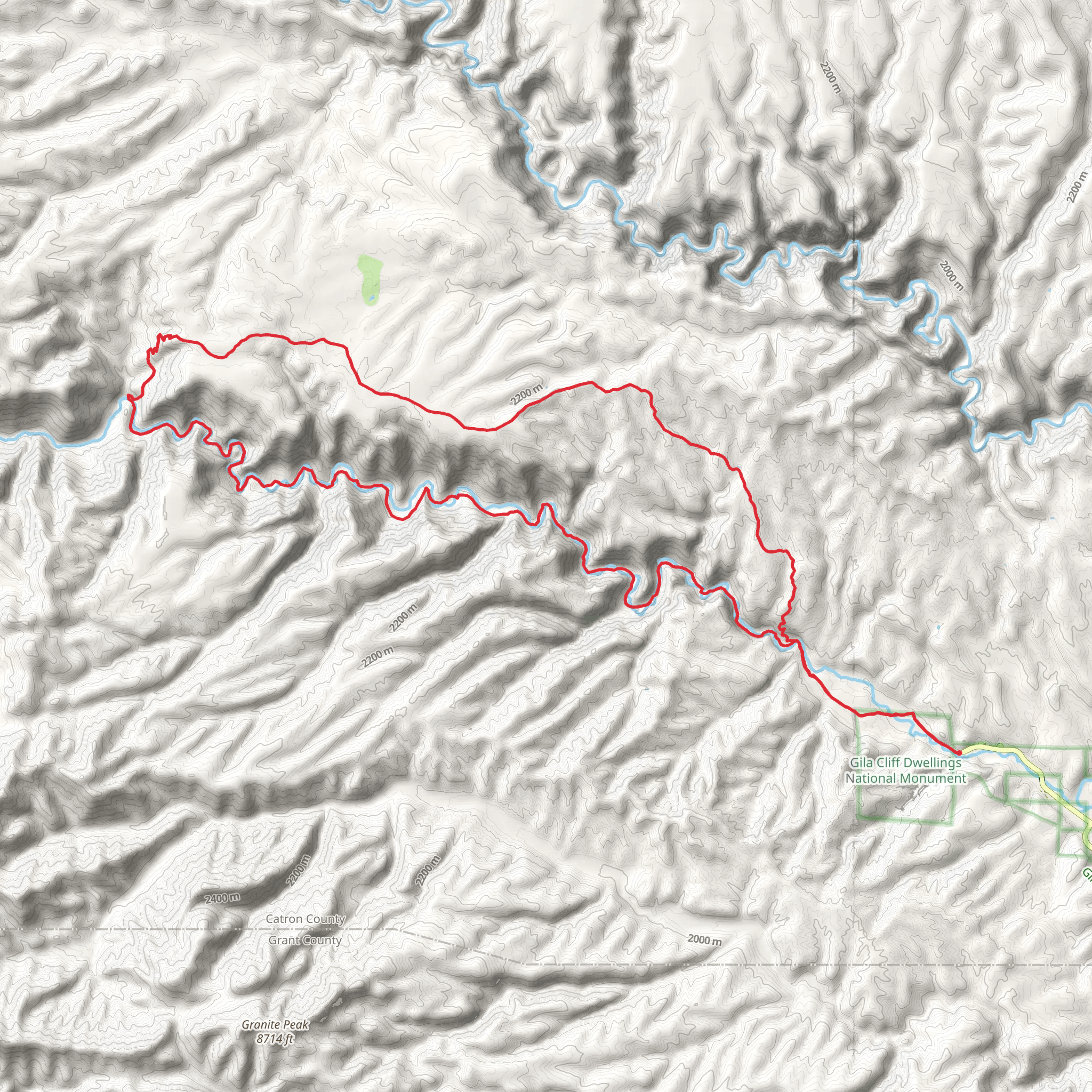 West Fork Gila River and Hells Hole Loop Trail mobile static map