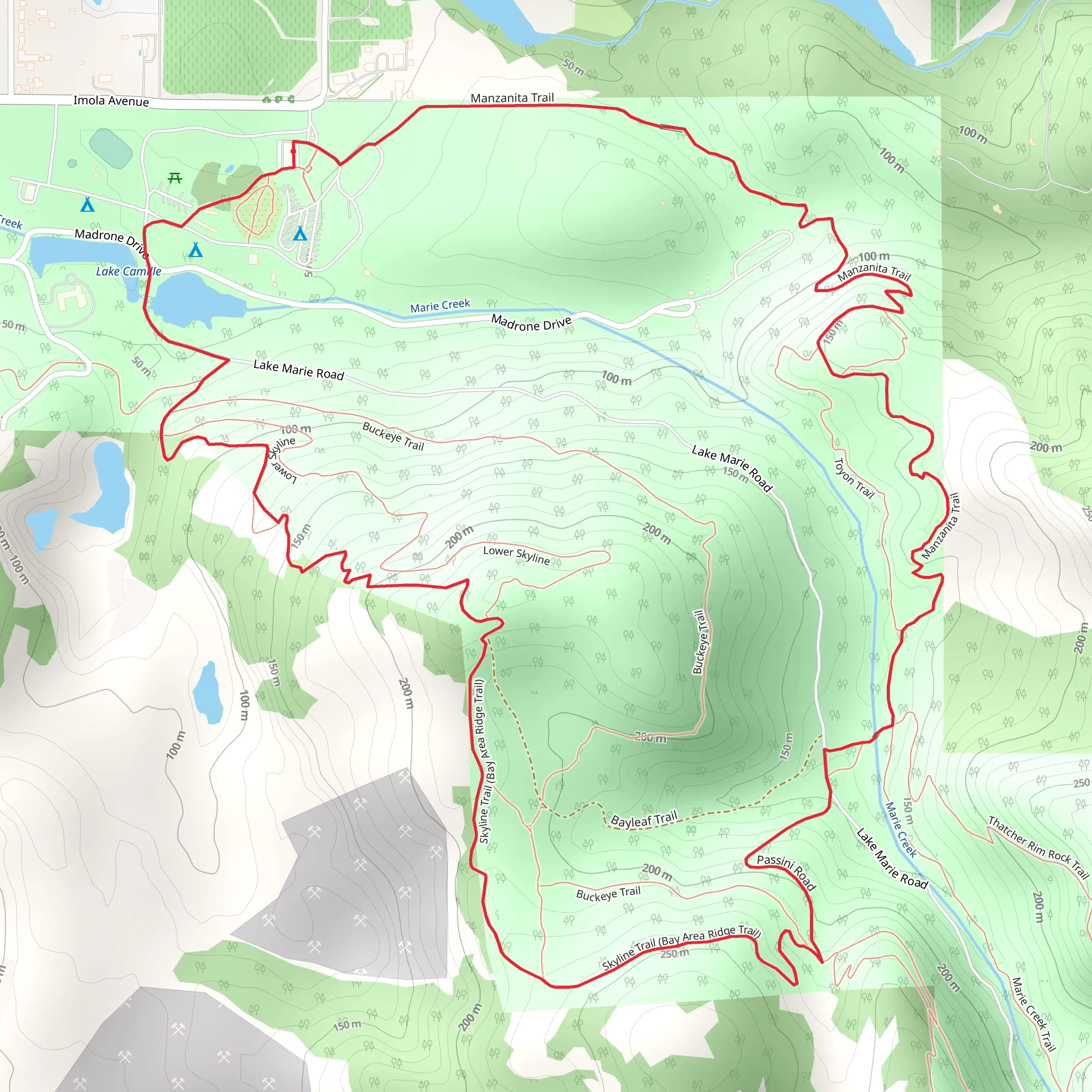 Manzanita and Skyline Loop Trail mobile static map