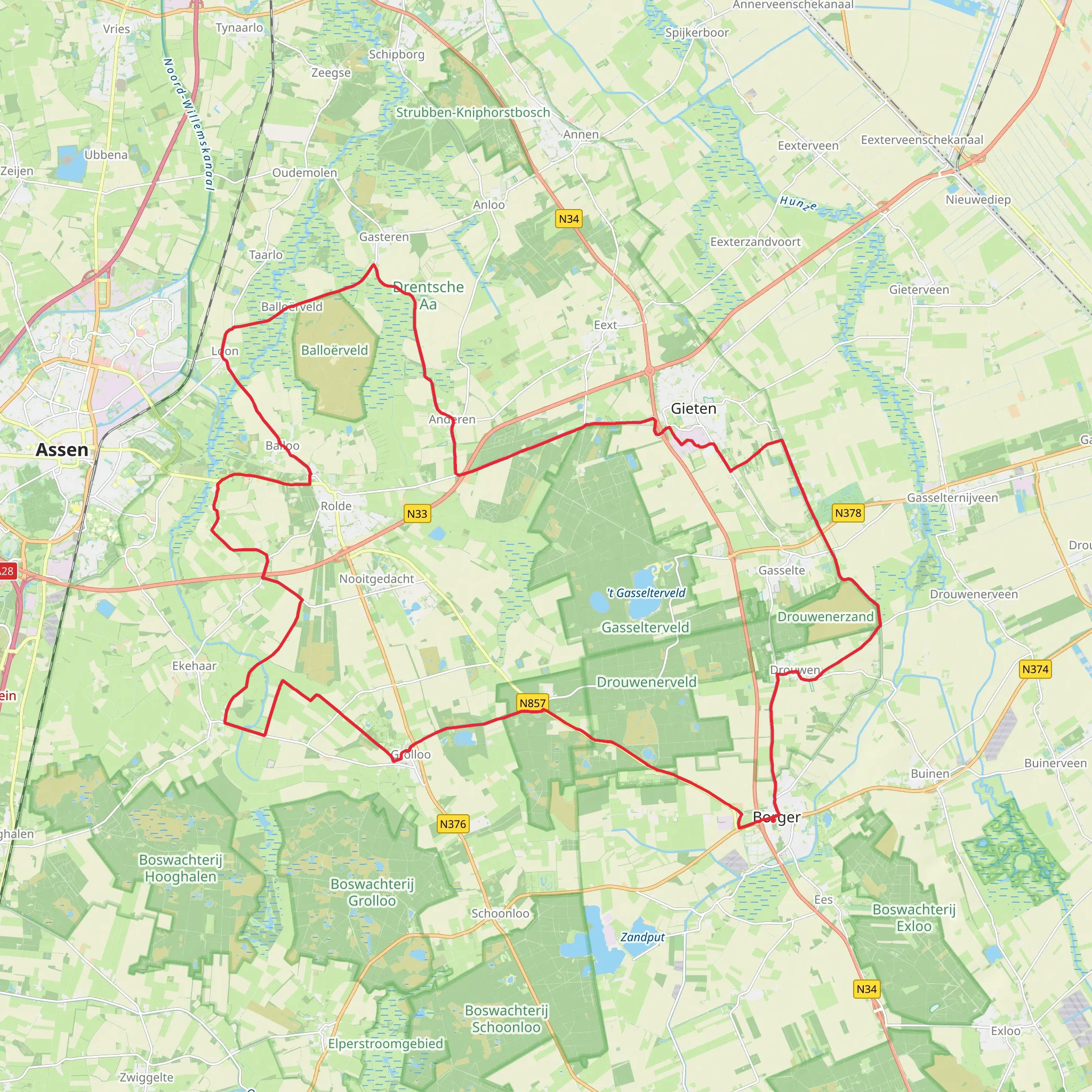 Asserstraat, Balloeerstraat and Verlengde Asserstraat and Drouwenerstraat Loop mobile static map