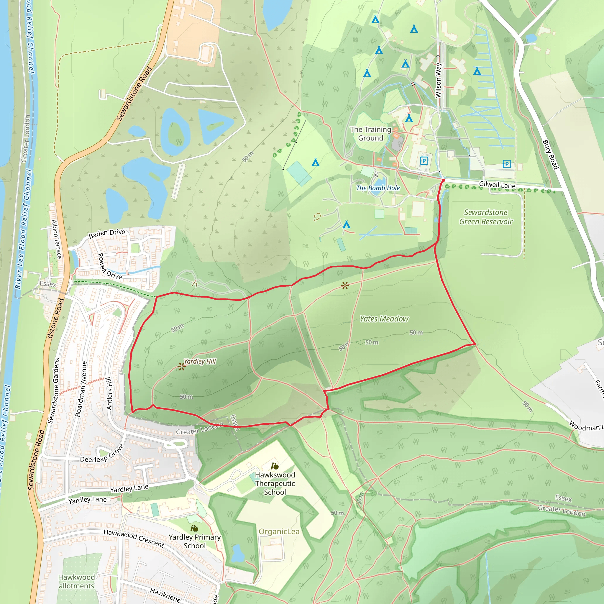 Yardley Hill Loop mobile static map