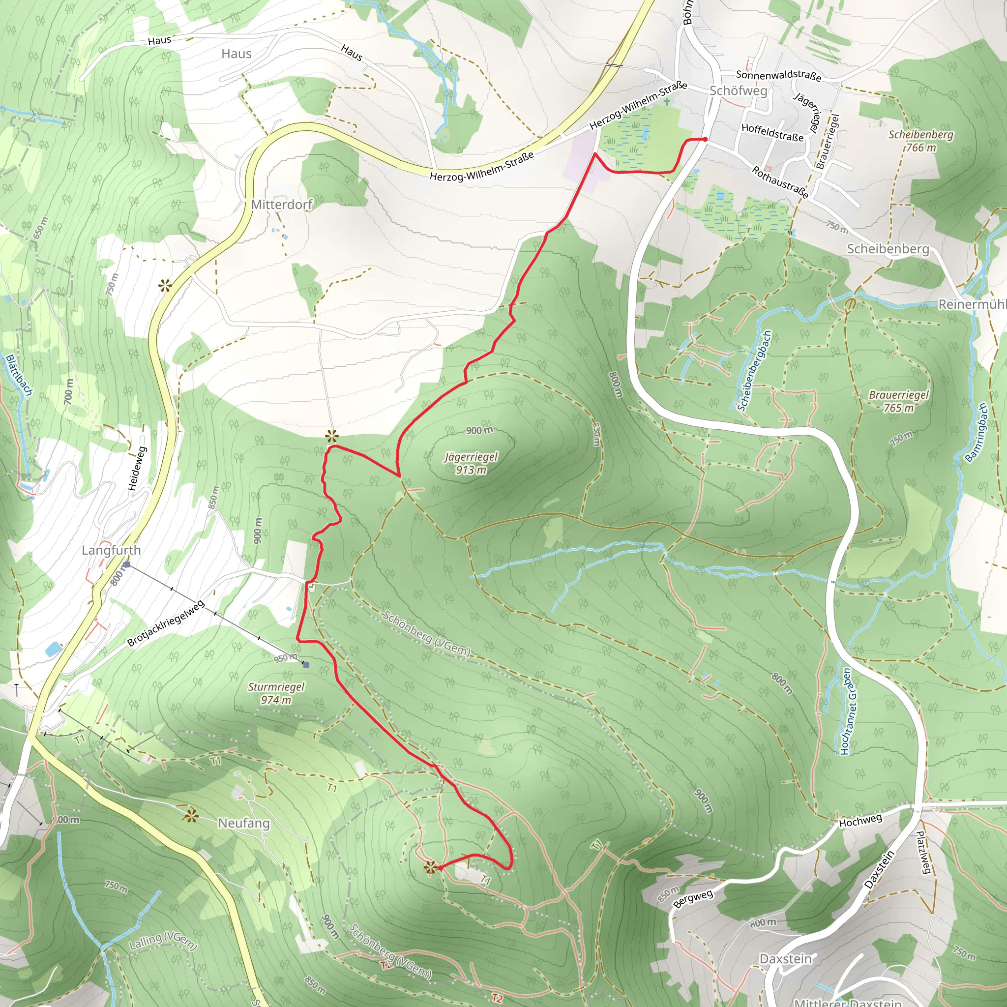 Schöfweg to Brotjacklriegel Walk mobile static map