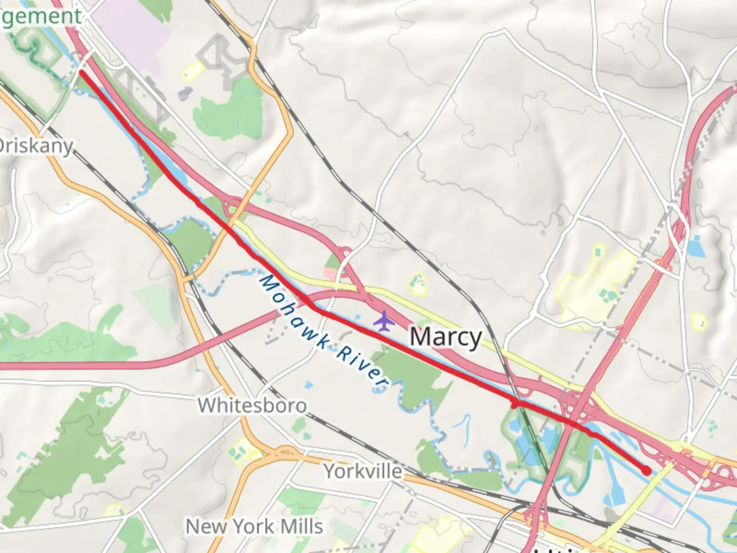 An image depicting the trail Erie Canal - Deerfield and its surrounding area.