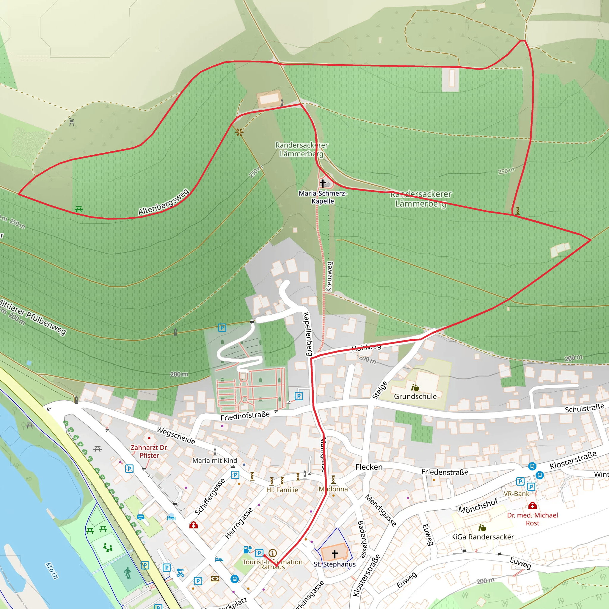 Randersackerer Lämmerberg and Altenbergsweg mobile static map