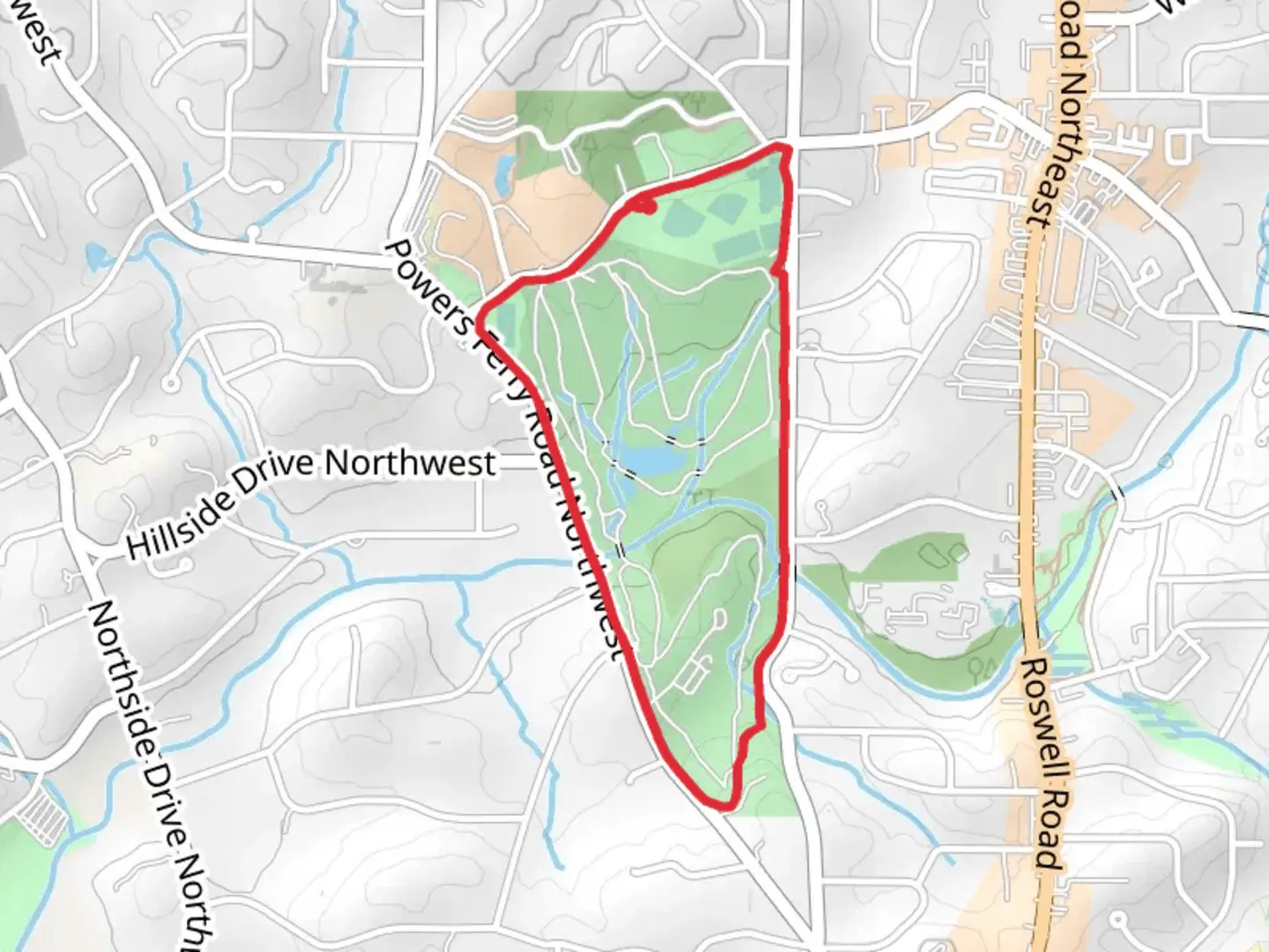 An image depicting the trail Chastain Park Path Trail and its surrounding area.