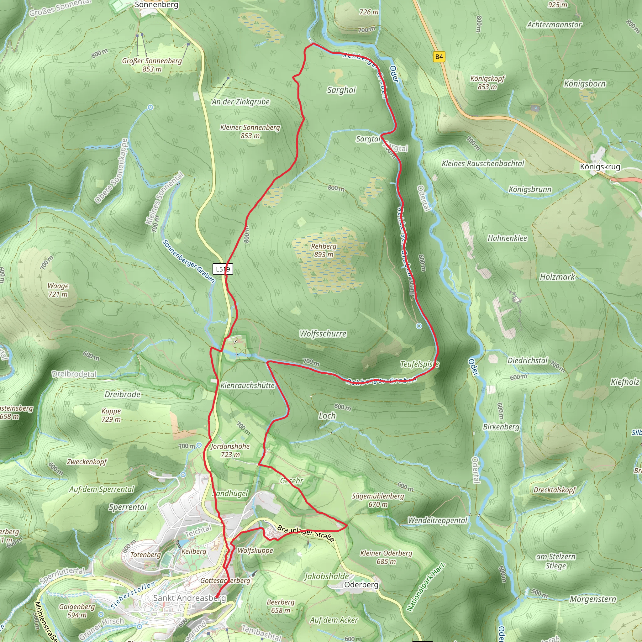 Andreasberg to Sarghai Loop mobile static map