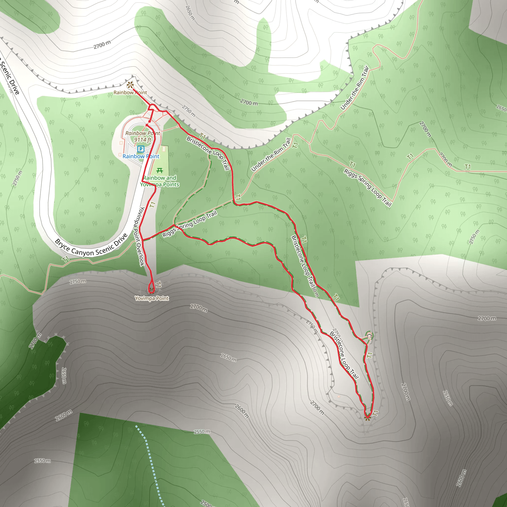 Yovimpa Point via Bristlecone Point Loop Trail mobile static map
