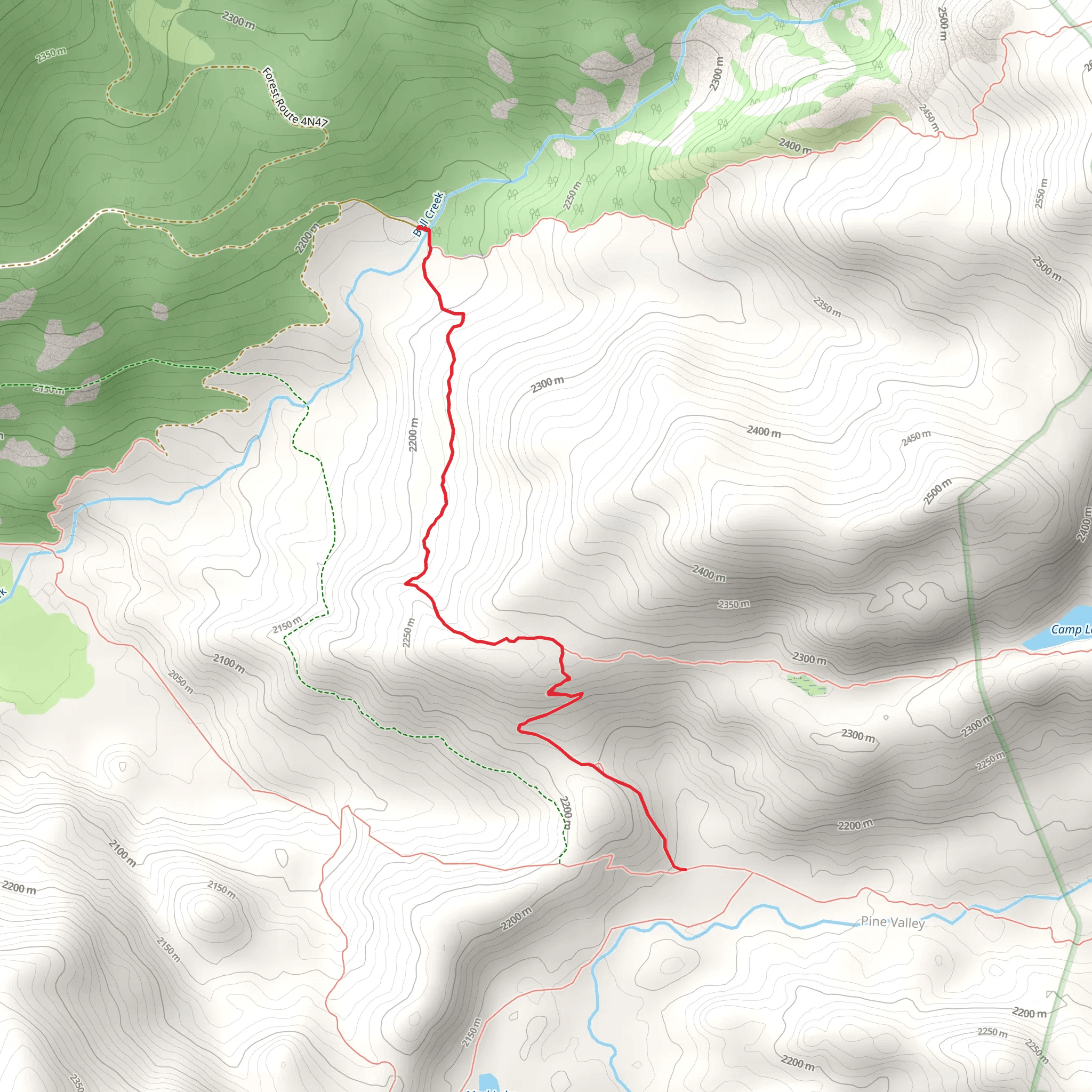 Pine Valley via Crabtree Tree Trail mobile static map