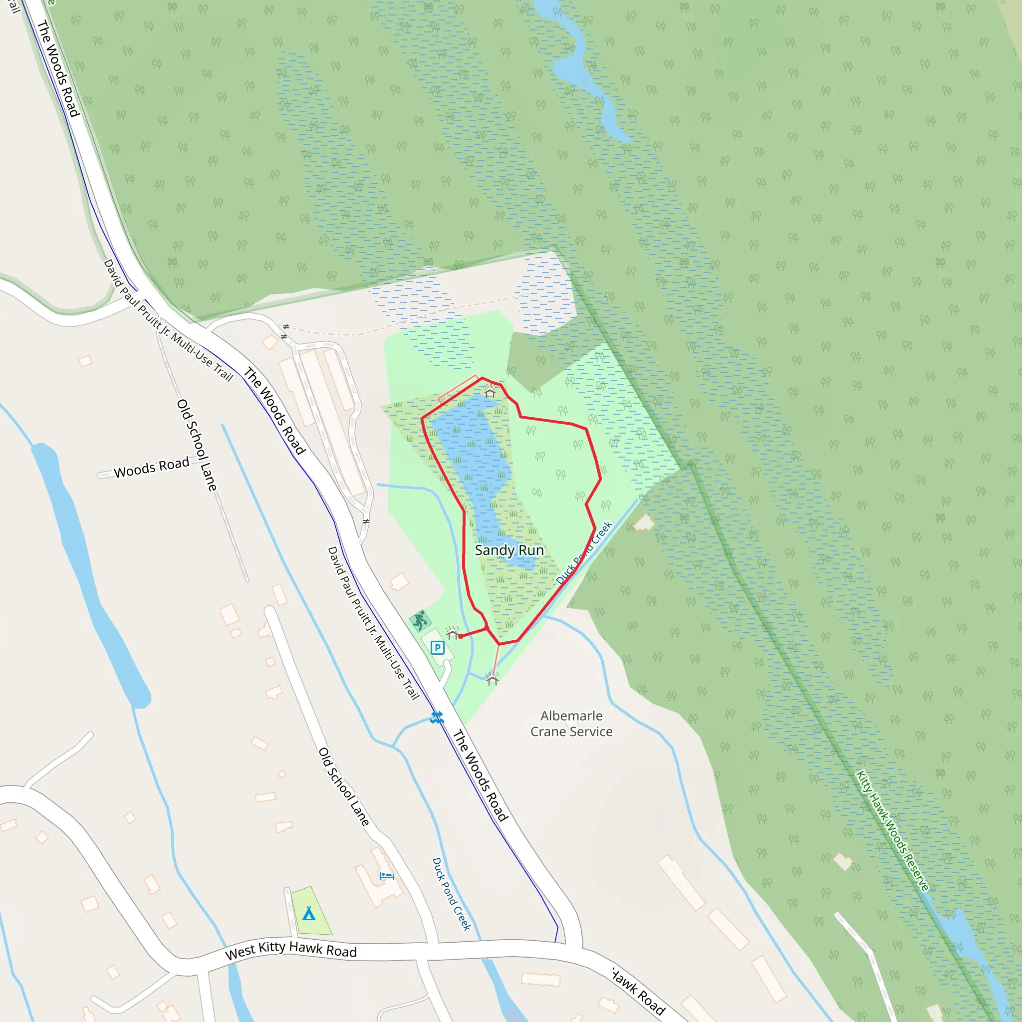 Sandy Run Loop via Duck Pond Creek mobile static map