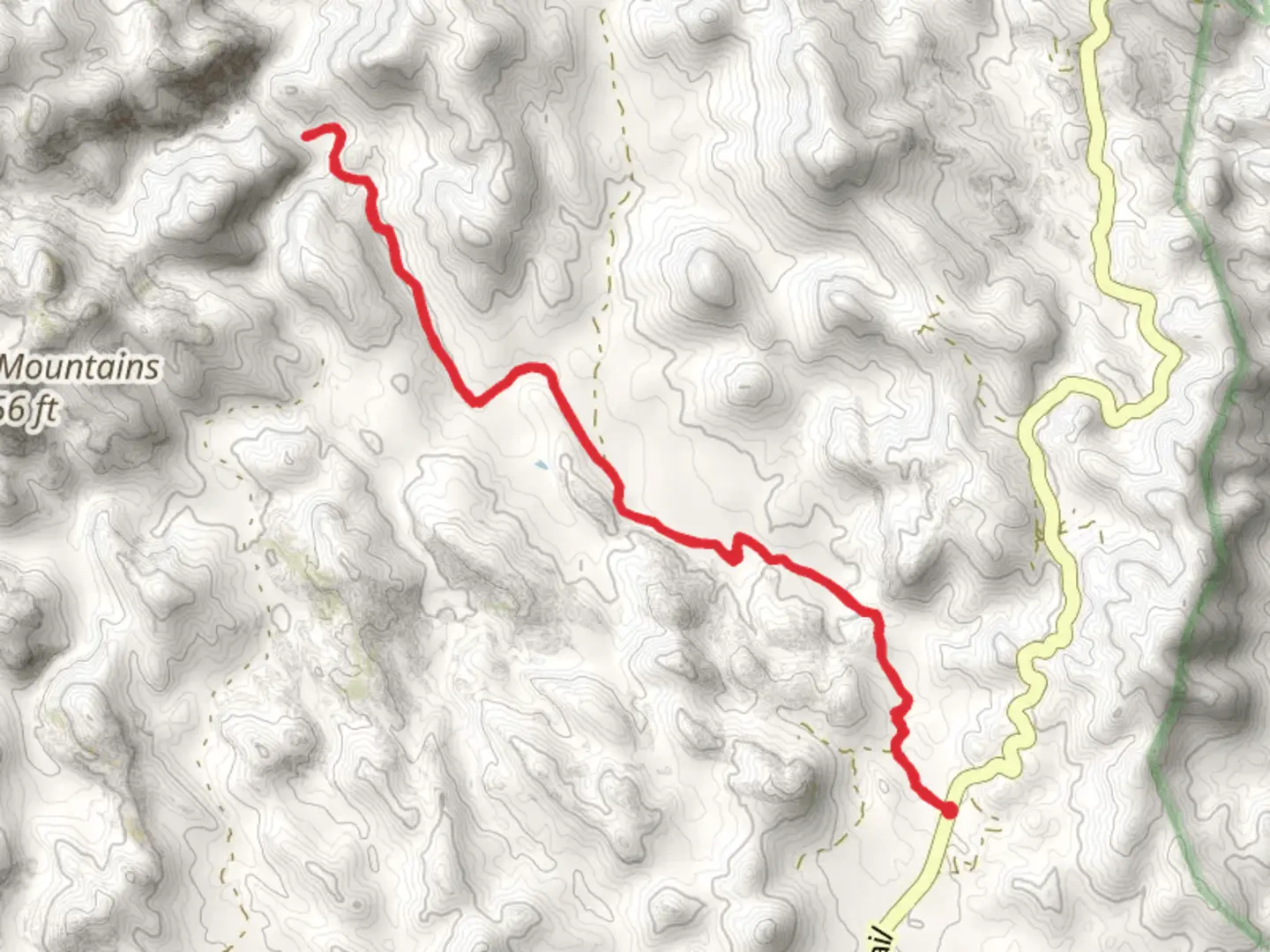 An image depicting the trail Willow Springs Canyon and its surrounding area.