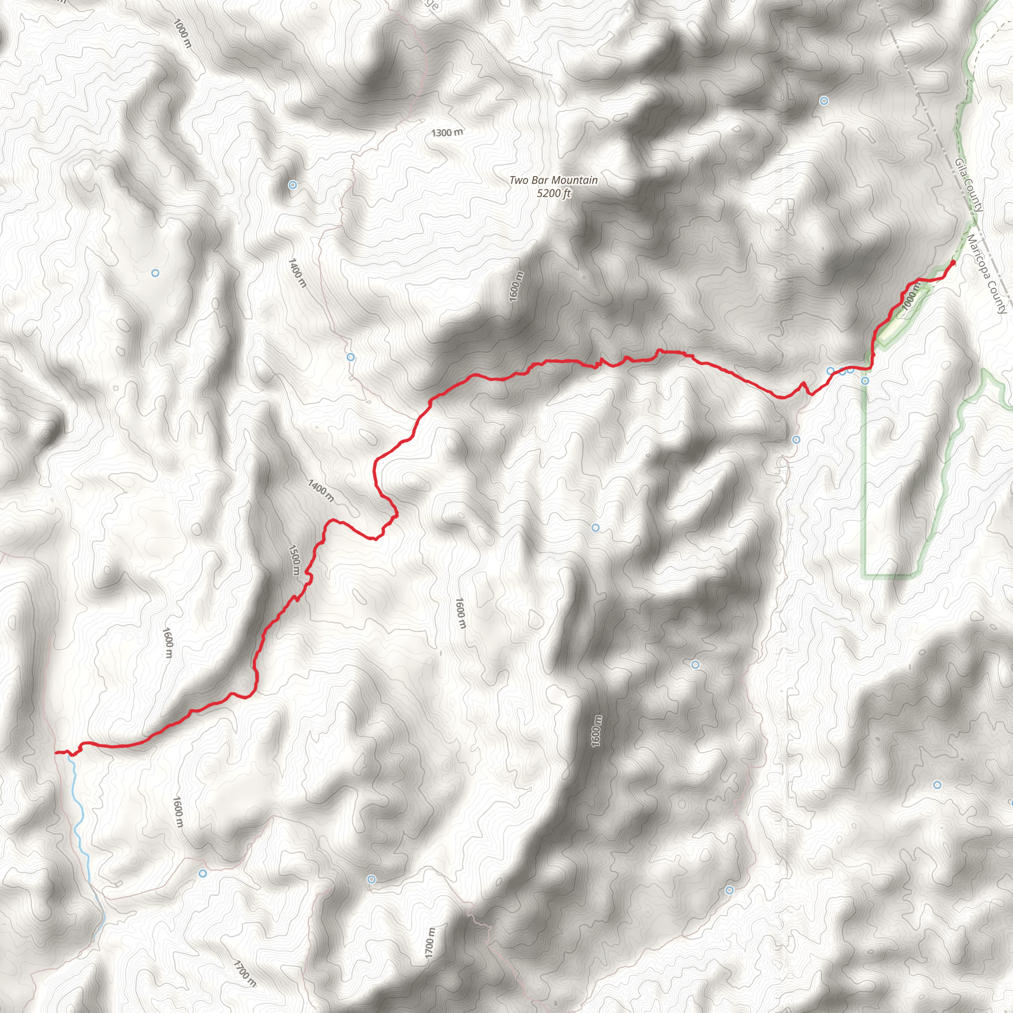 Reavis Gap Trail via Campaign Trail mobile static map