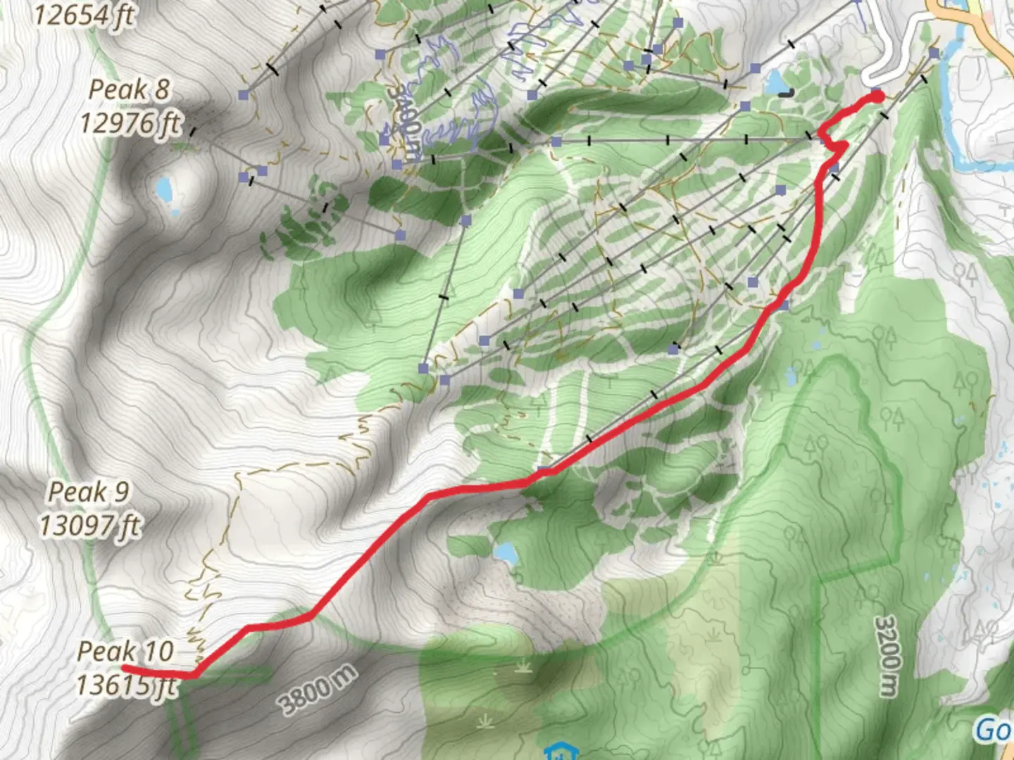 An image depicting the trail Peak 10 via Centennial and its surrounding area.