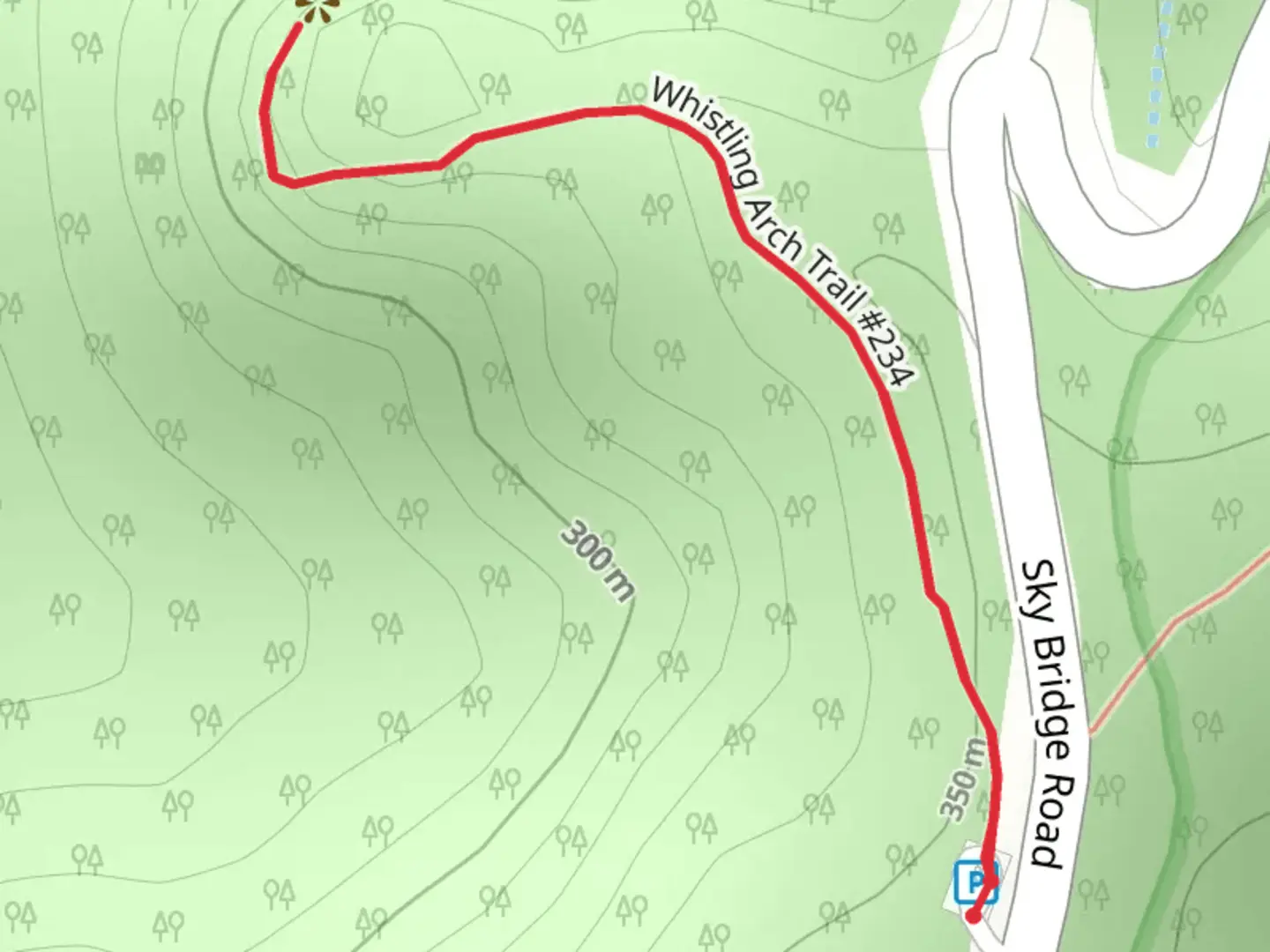 An image depicting the trail Whistling Arch Trail and its surrounding area.