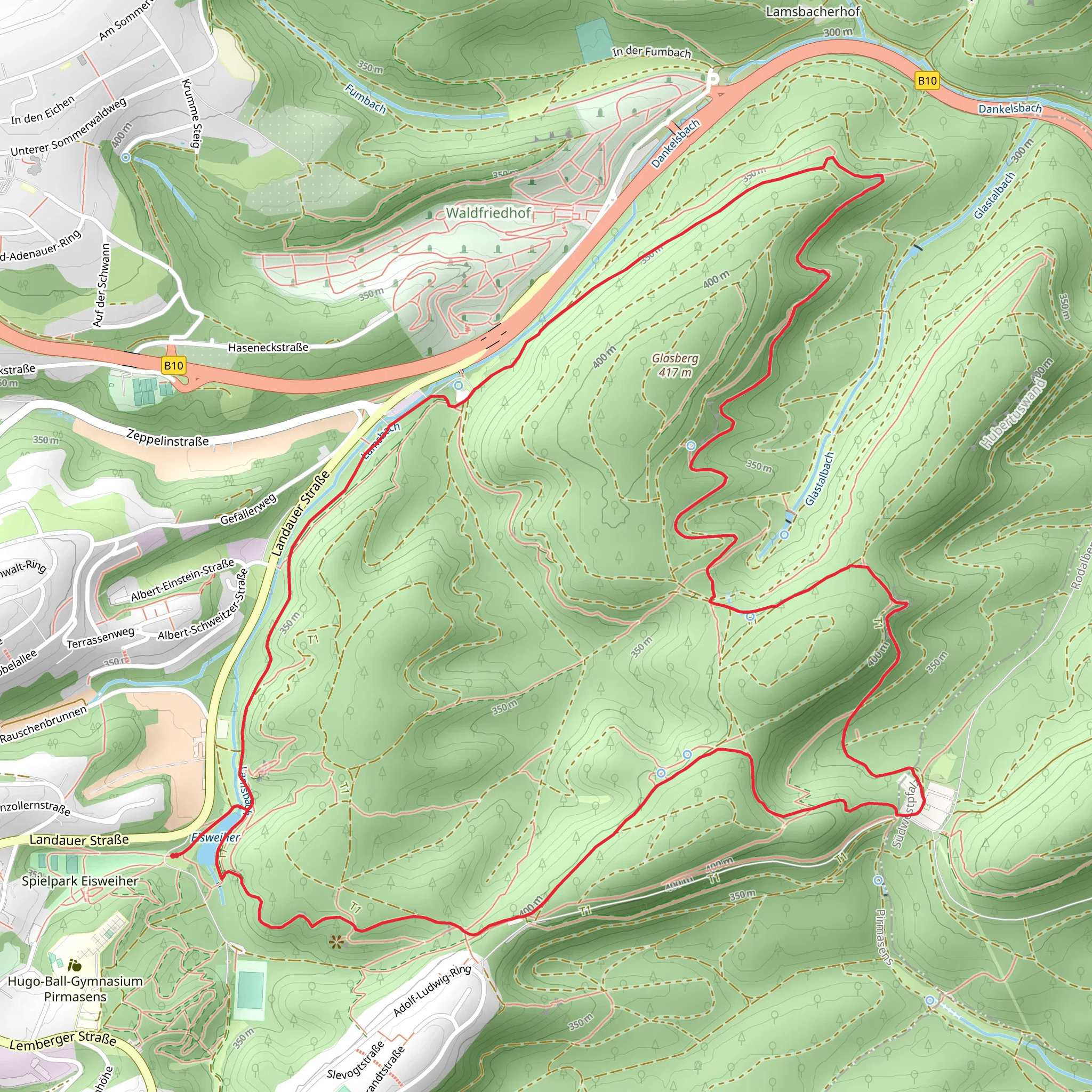Glasberg and Kleiner Arius via Felsenwaldtour mobile static map