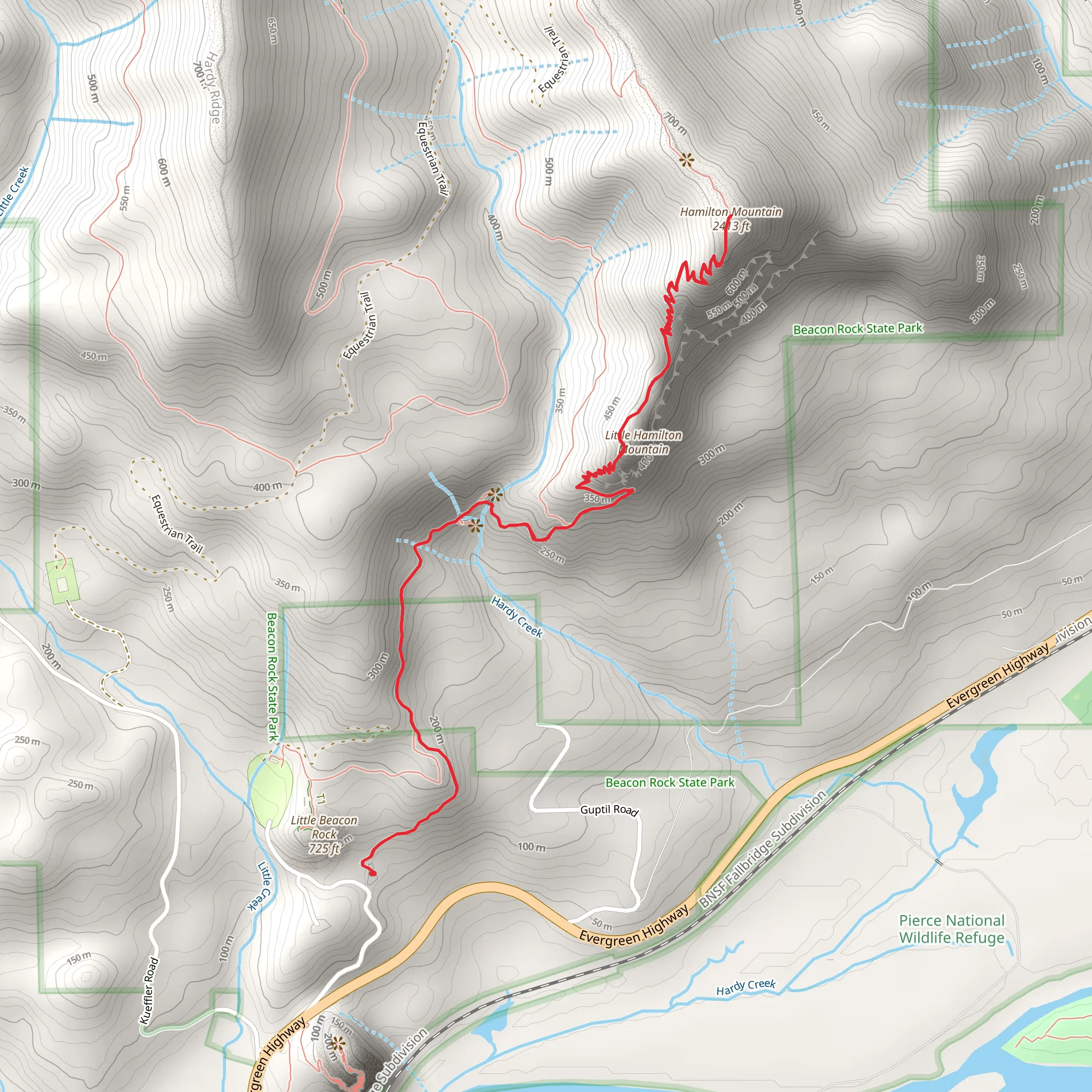 Hamilton Mountain Trail Out and Back mobile static map