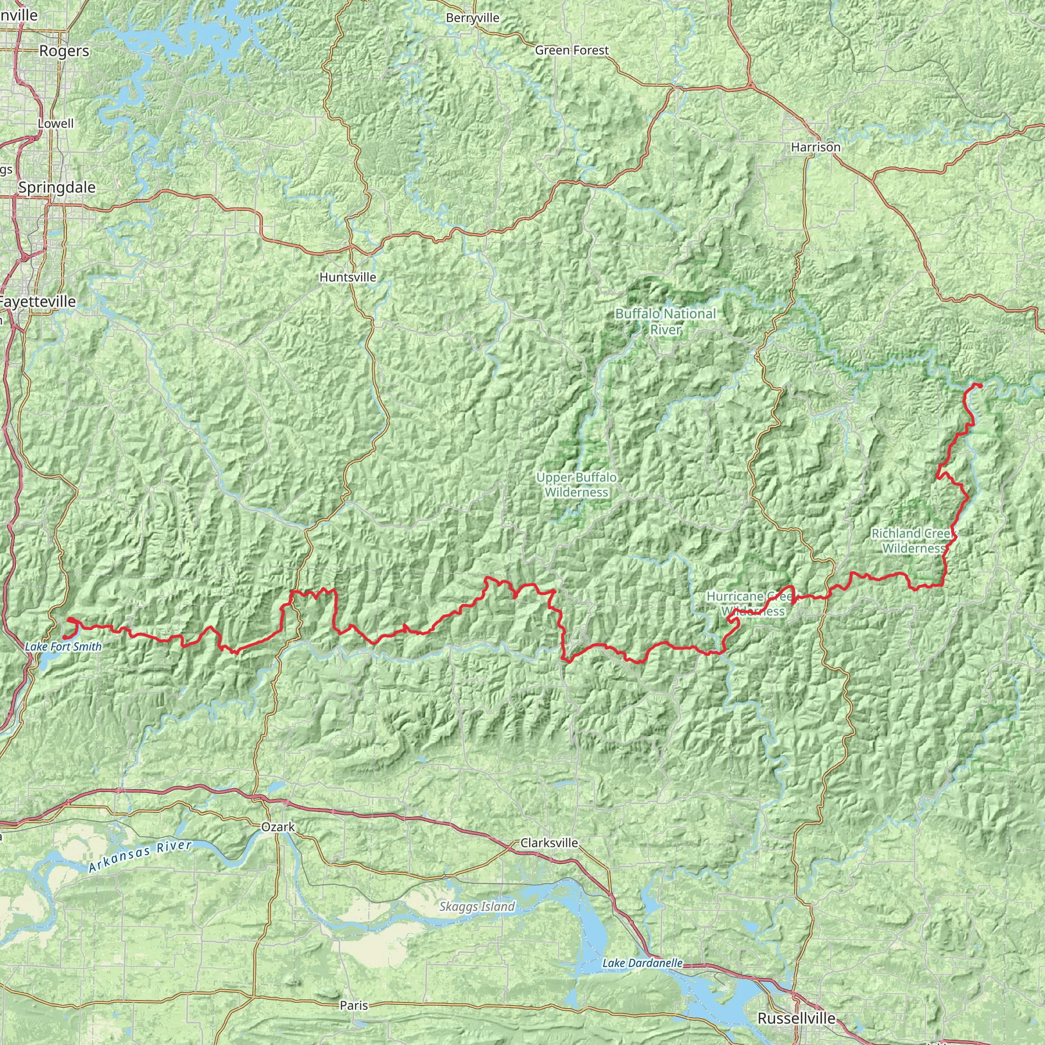 Ozark Highlands Trail mobile static map