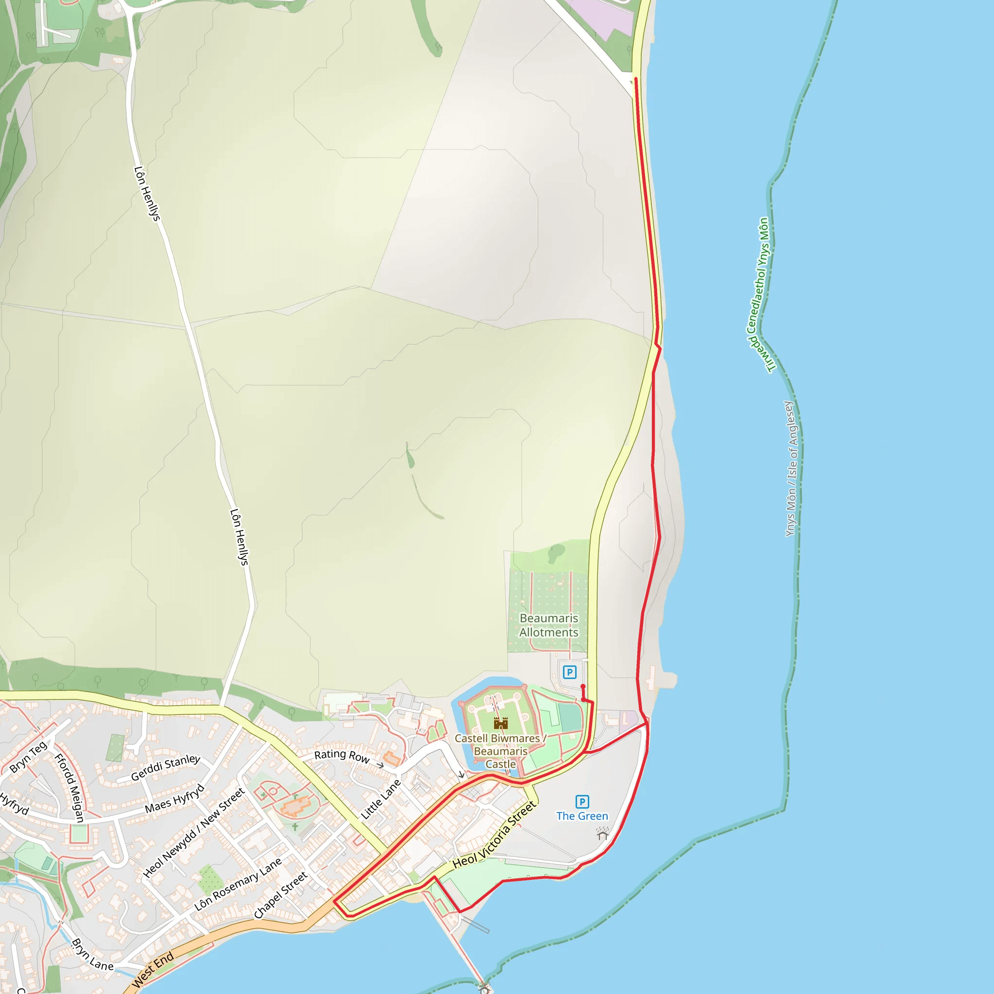 Beaumaris Castle and Coast Walk mobile static map