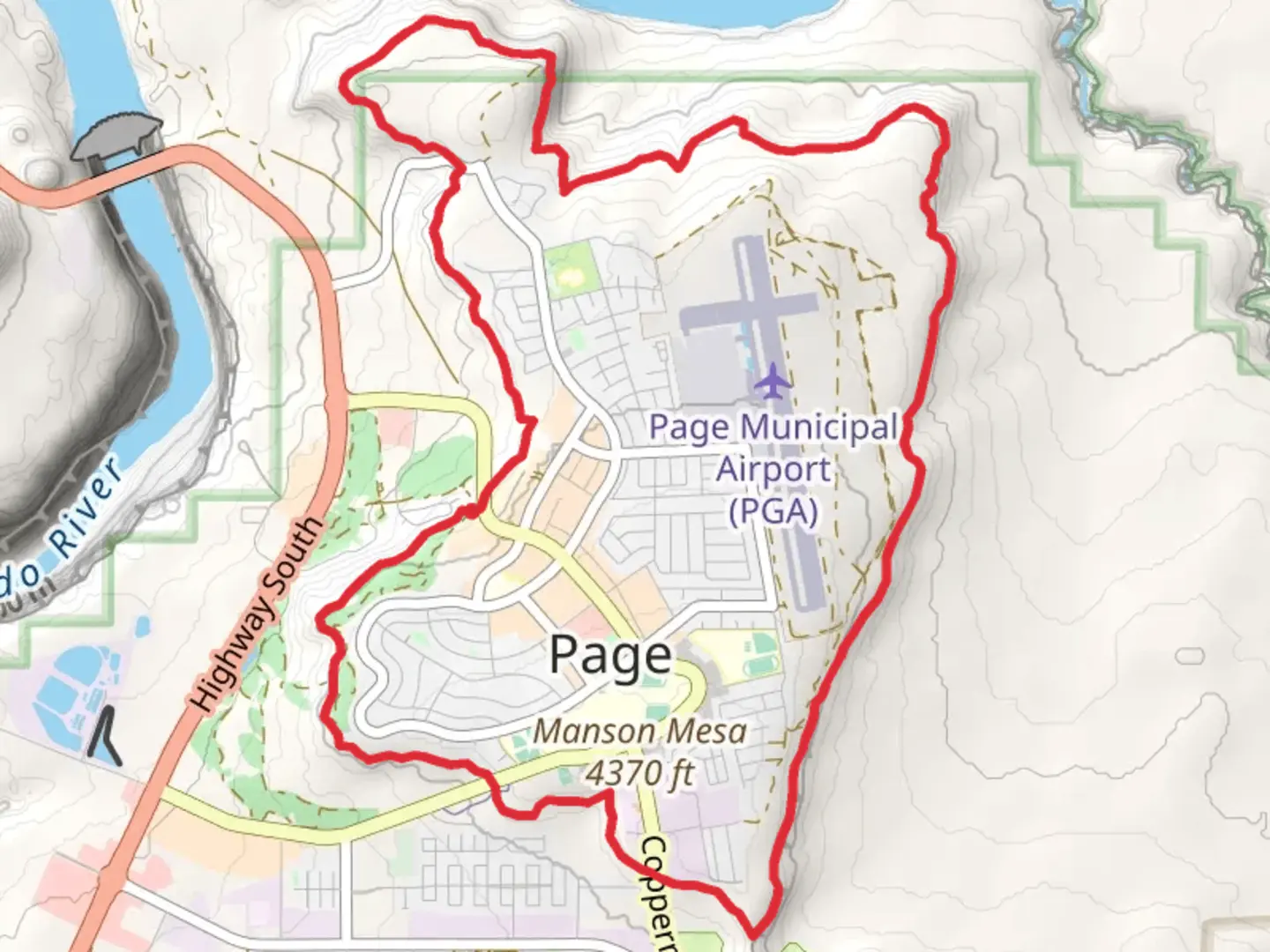 An image depicting the trail Manson Mesa - Rimview Loop Trail and its surrounding area.