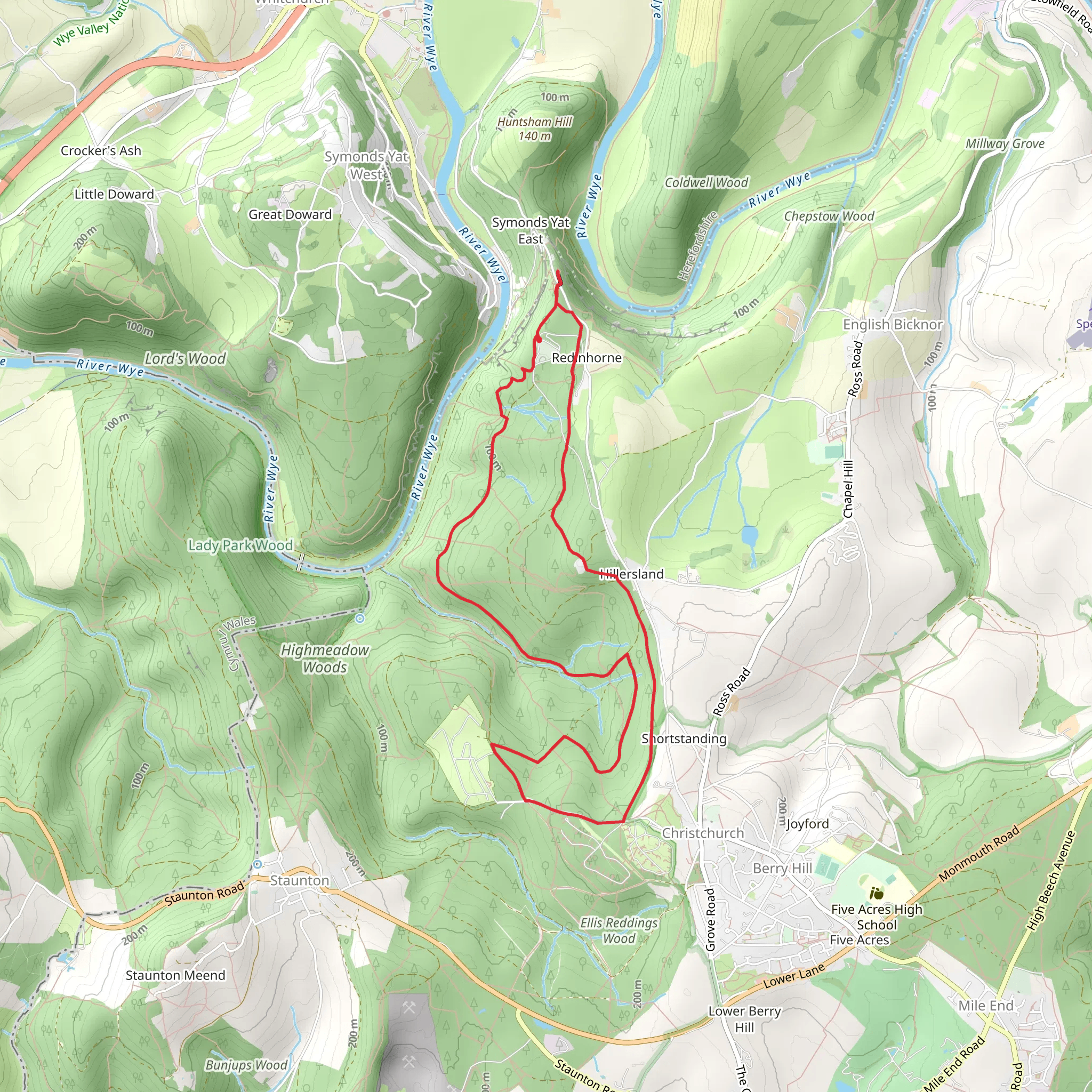 Highmeadow Woods and Mailscot Wood Loop mobile static map