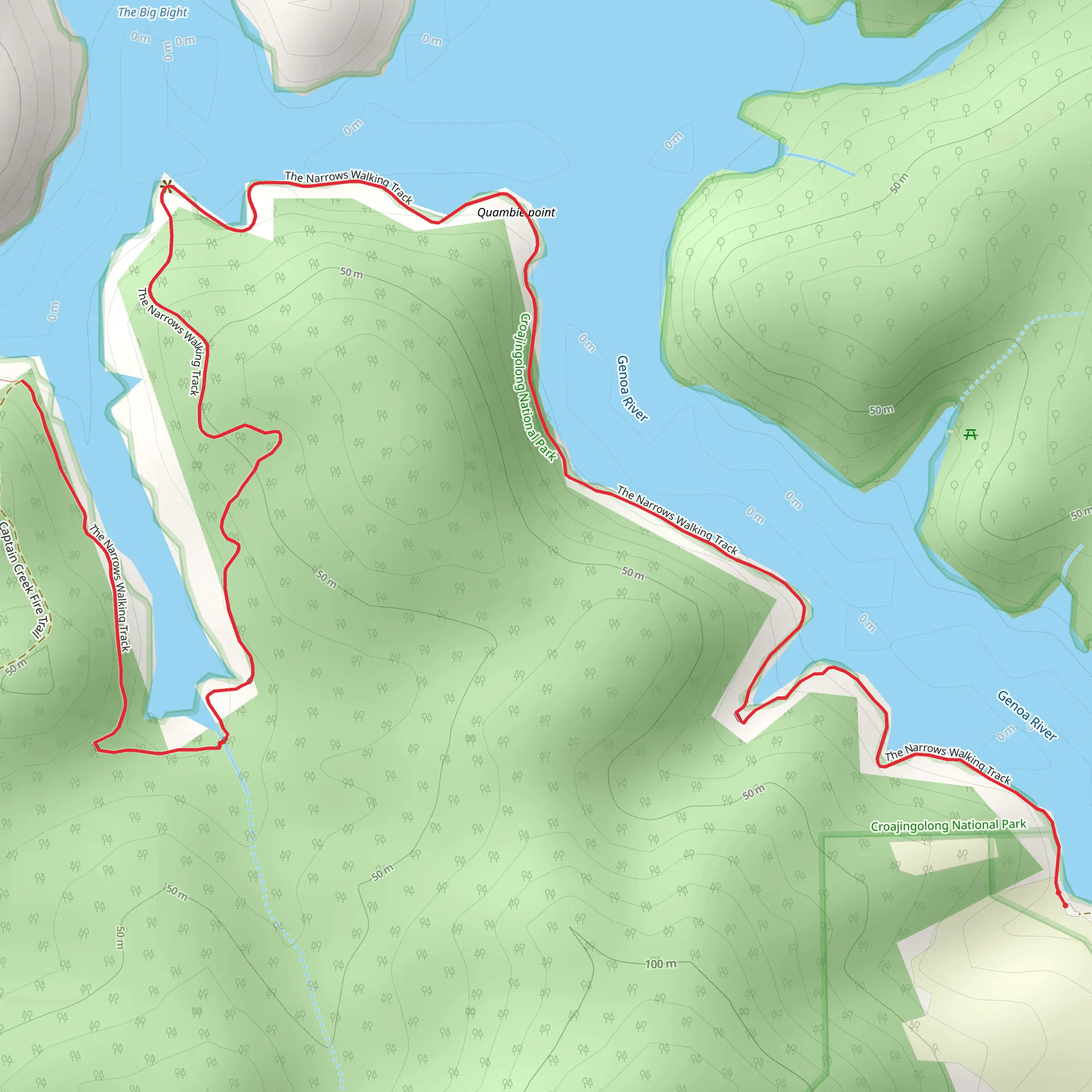 Buckland's Jetty to Captain Creek Jetty Track mobile static map