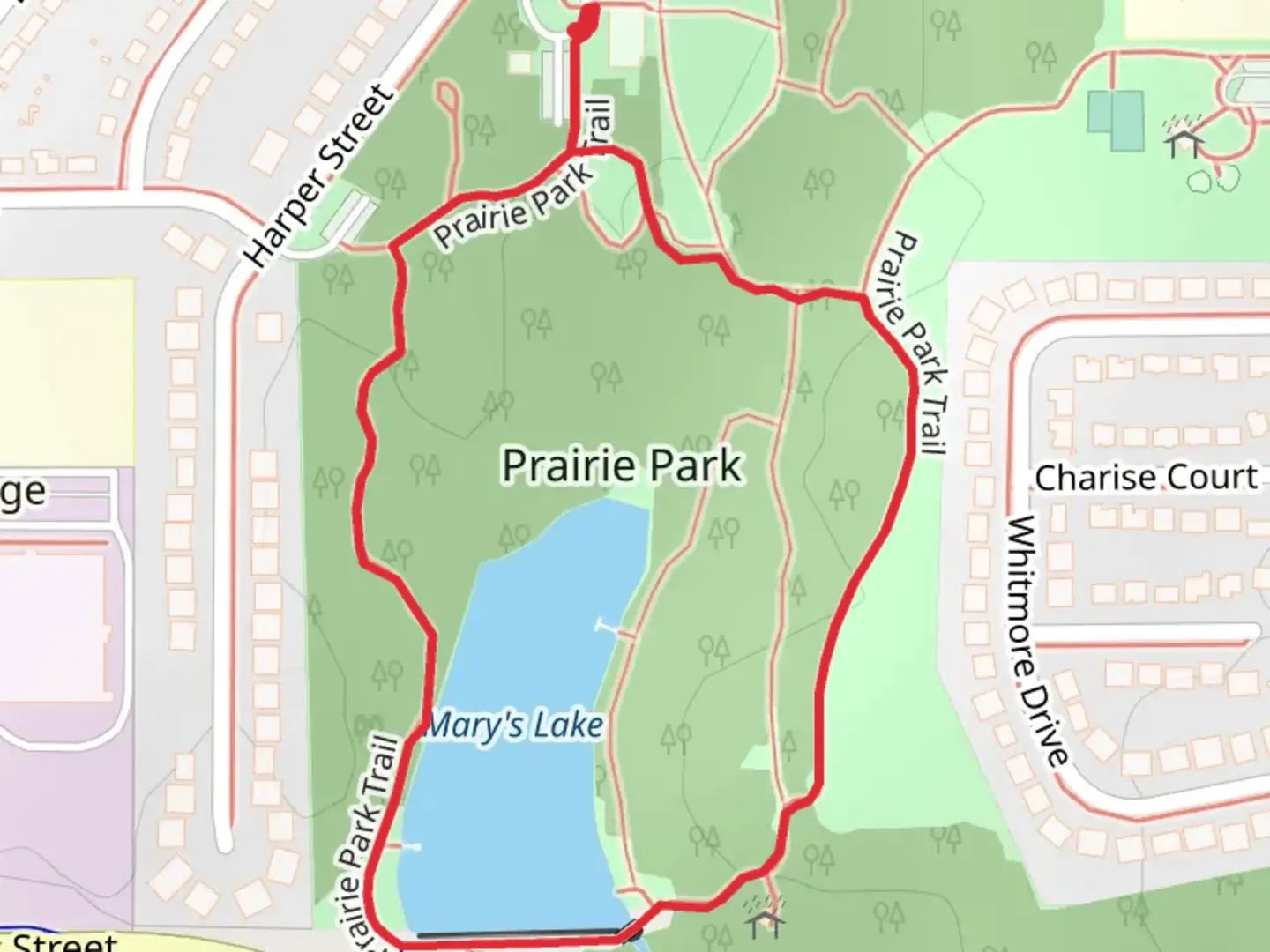 An image depicting the trail Mary's Lake Loop and its surrounding area.