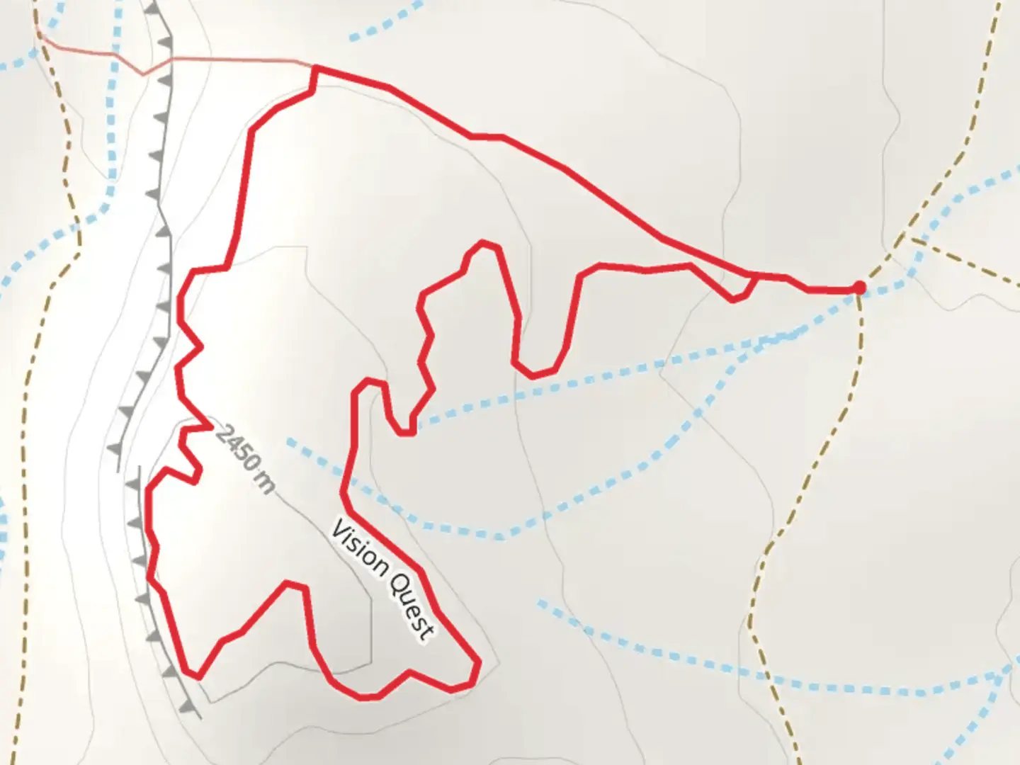 An image depicting the trail Vision Quest Loop and its surrounding area.