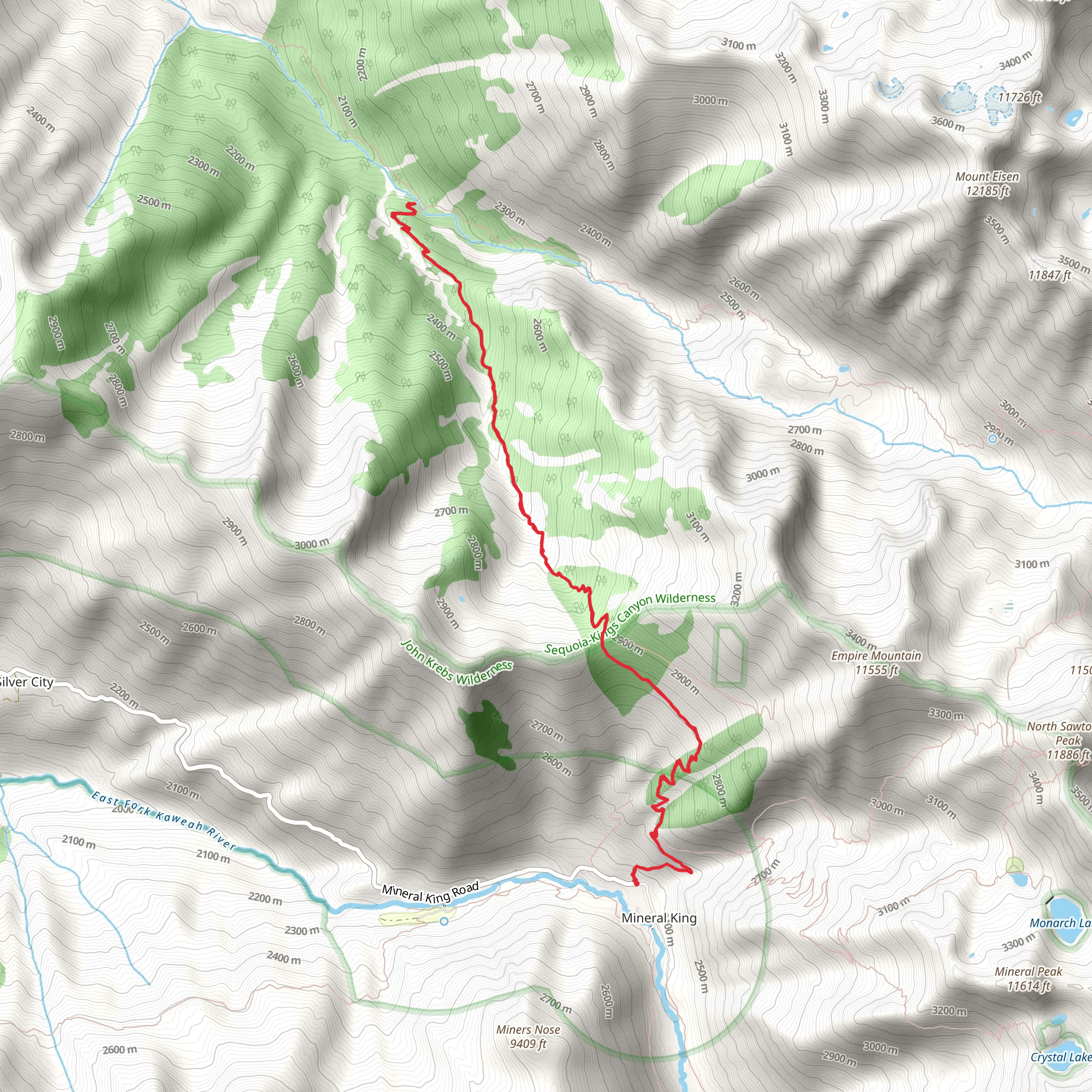 Timber Gap and Cliff Creek via Sawtooth Pass Trail mobile static map