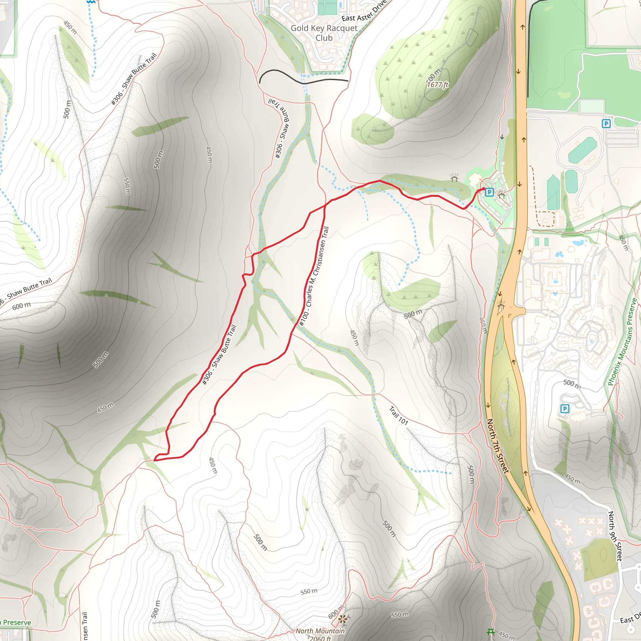 Charles M Christiansen and Shaw Butte Loop Trail mobile static map