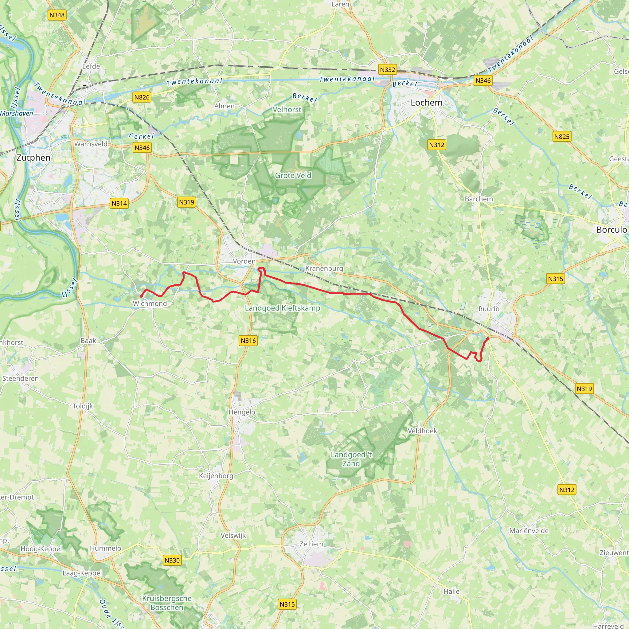 Wichmond to Kasteel Ruurlo via Kasteel Vorden mobile static map