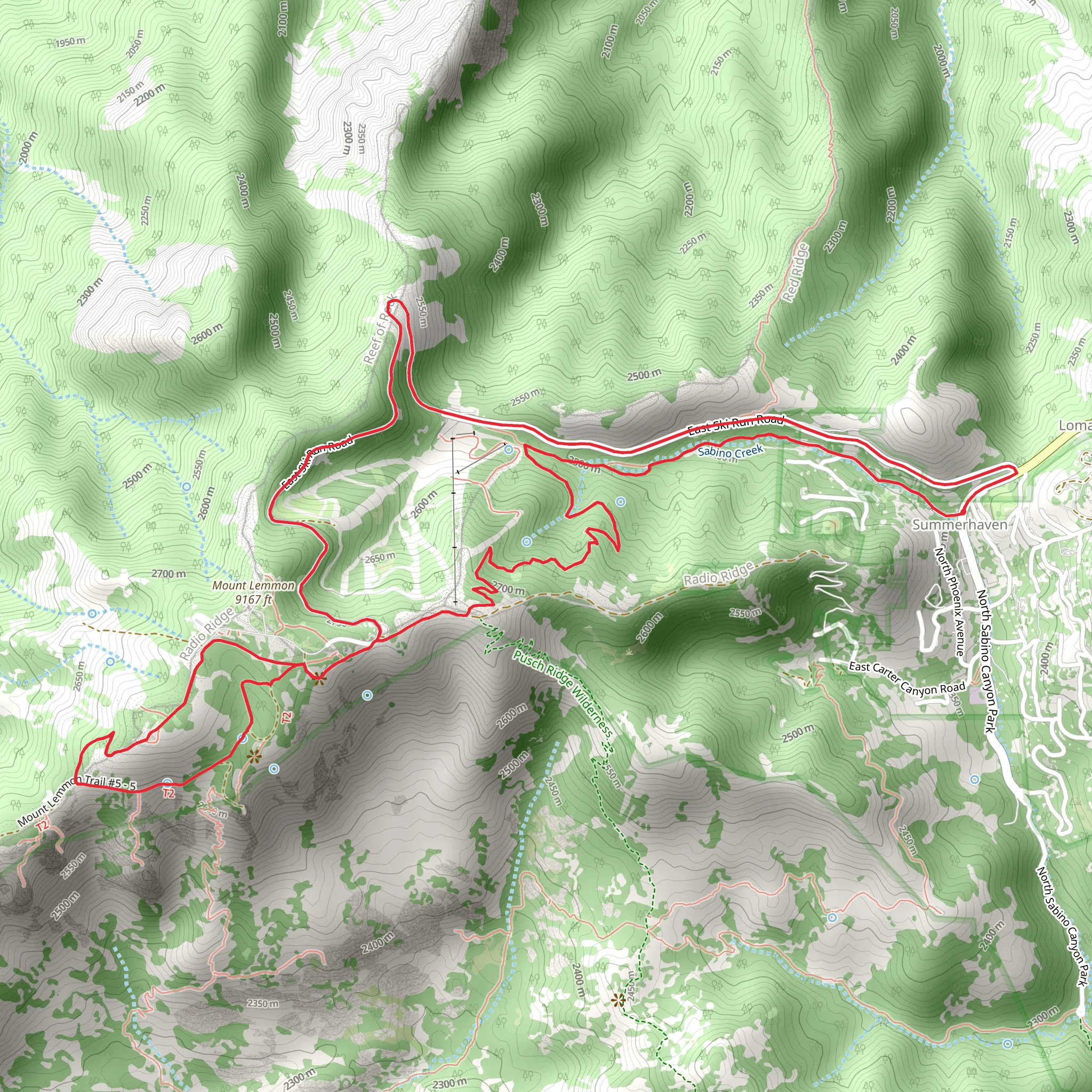 Sabino Creek - Aspen Draw Loop mobile static map
