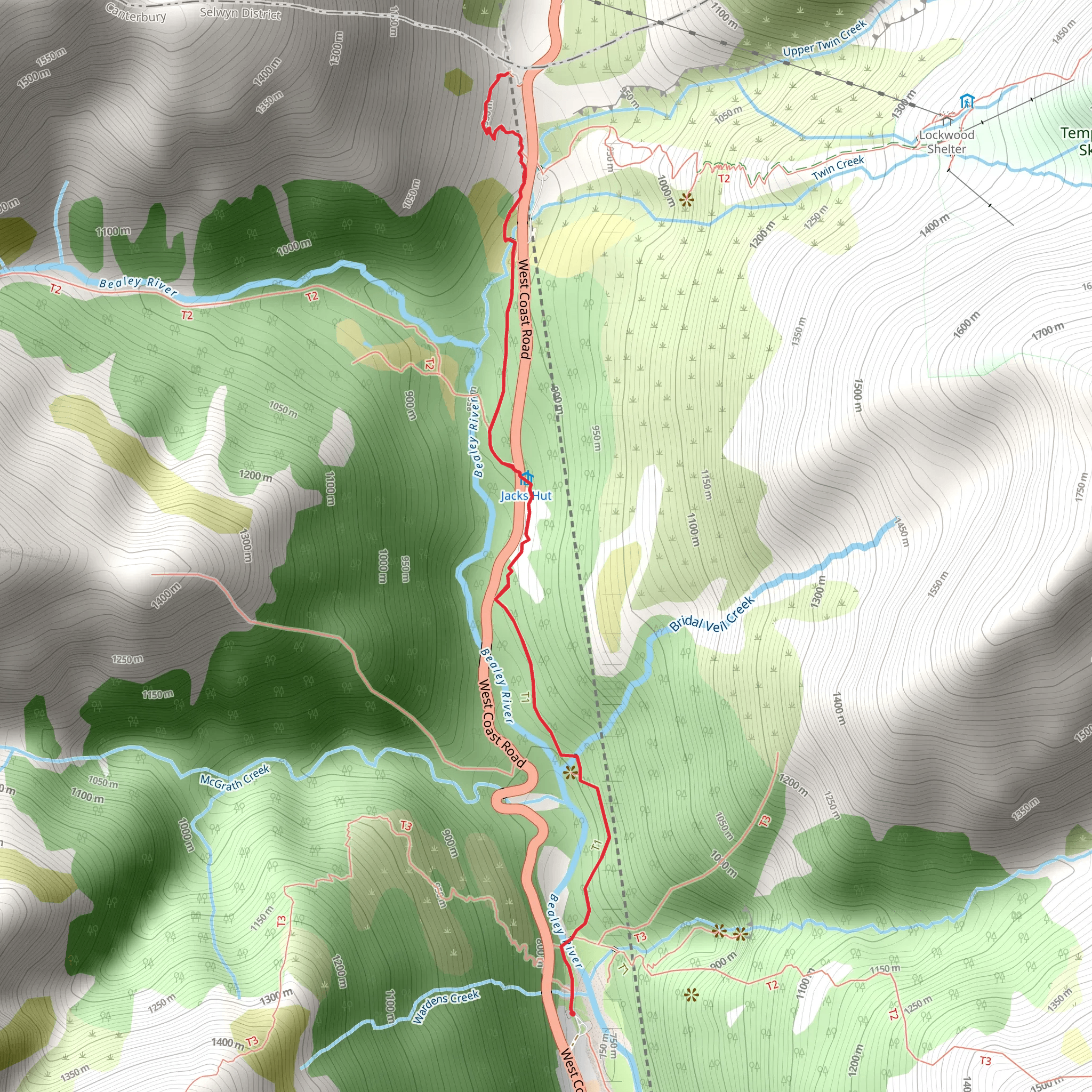 Arthur’s Pass Walking Track mobile static map
