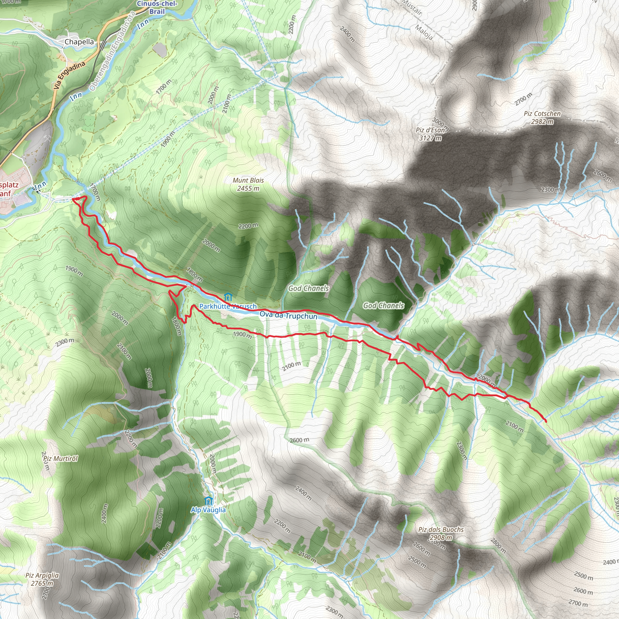 Senda Val Trupchun mobile static map