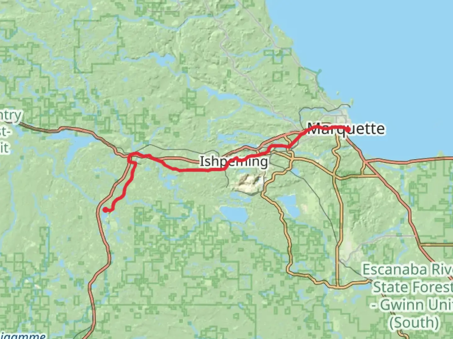 An image depicting the trail Iron Ore Heritage Trail and its surrounding area.