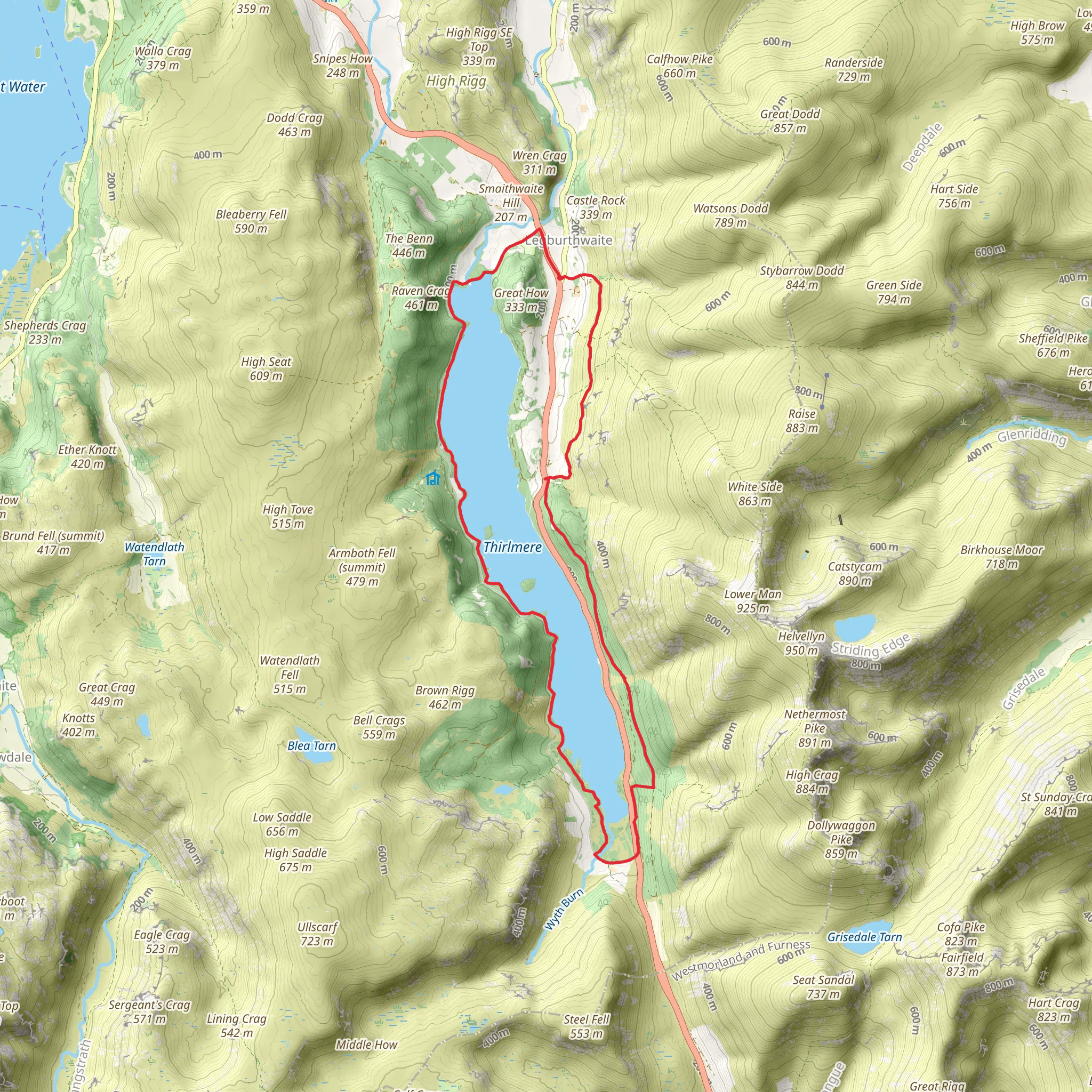 Thirlmere Loop from Legburthwaite mobile static map