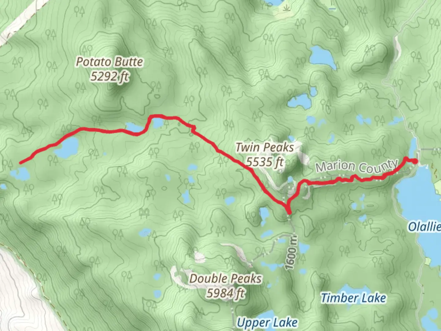 An image depicting the trail Pacific Crest Trail and Red Lake Trail and its surrounding area.