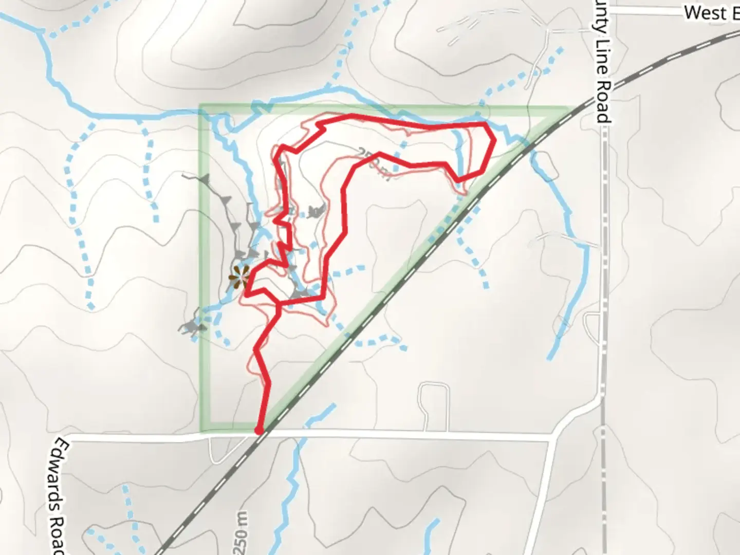 An image depicting the trail Sycamore Land Trust Preserve Loop Trail and its surrounding area.