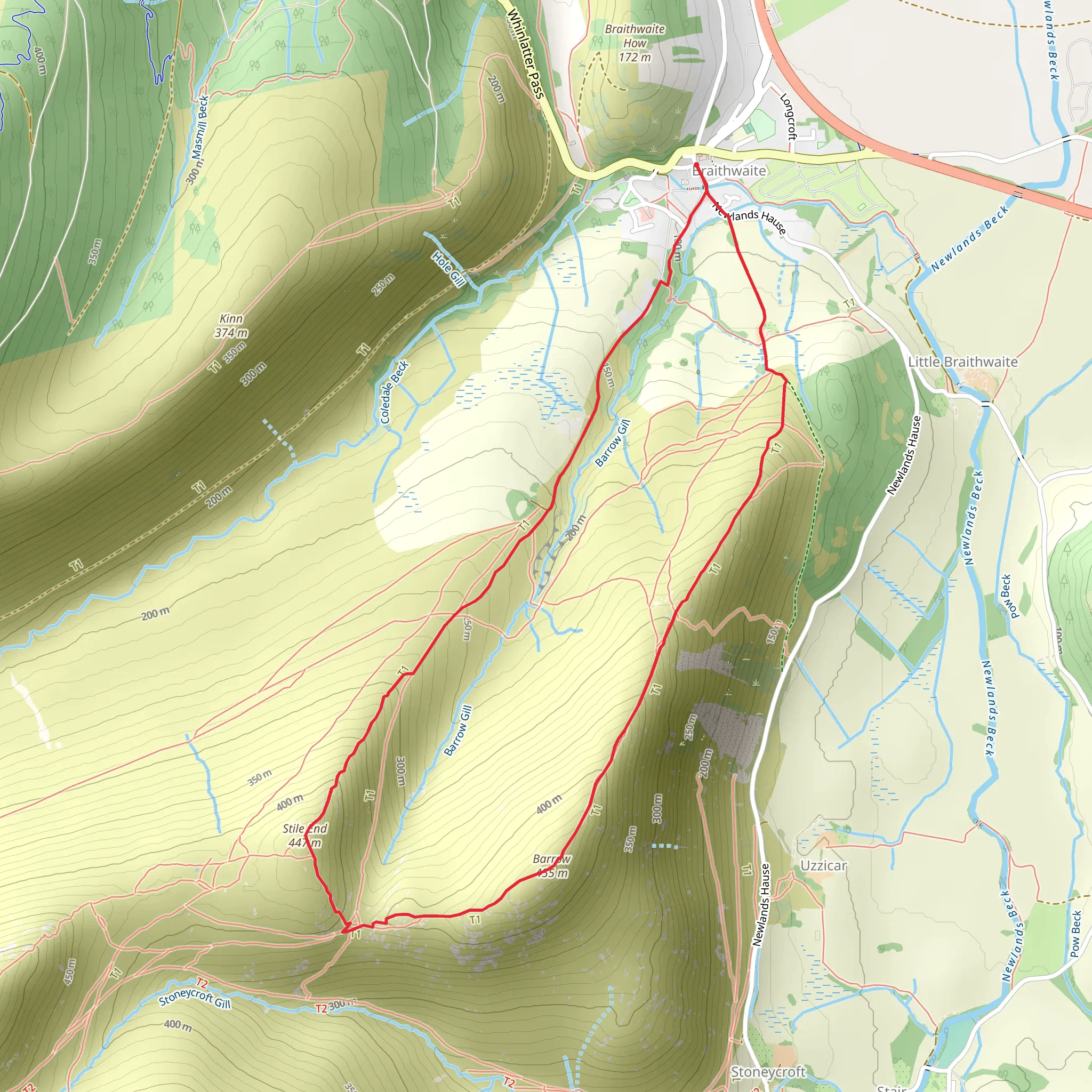 Barrow Fell Walk mobile static map
