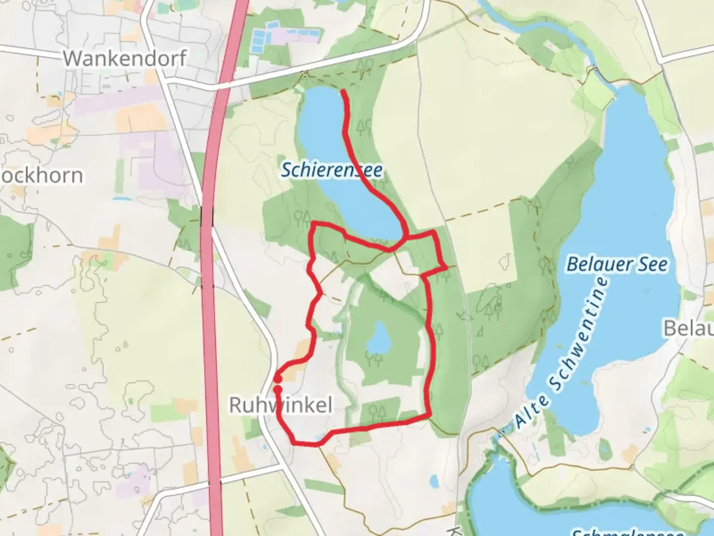 An image depicting the trail Fuhlensee und Umgebung and Schierensee Loop and its surrounding area.