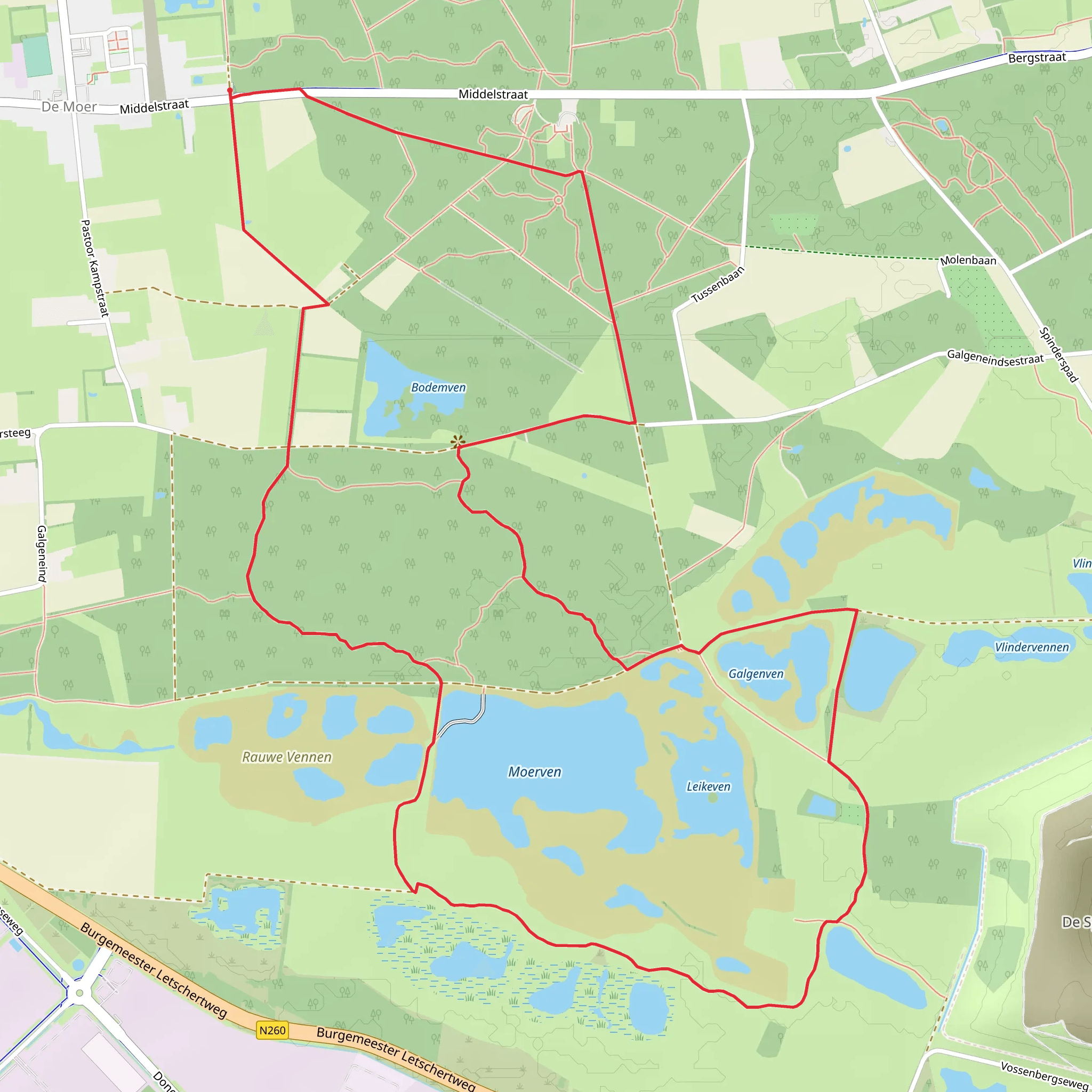 Galgenven and Moerven via Molenbaan and Hertogenpad mobile static map