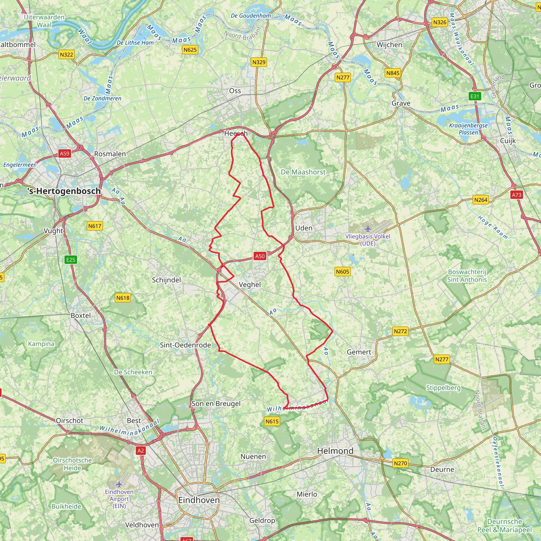 Nistelrodeseweg, Heuvelberg, Bosscheweg and Lange Dreven Loop mobile static map