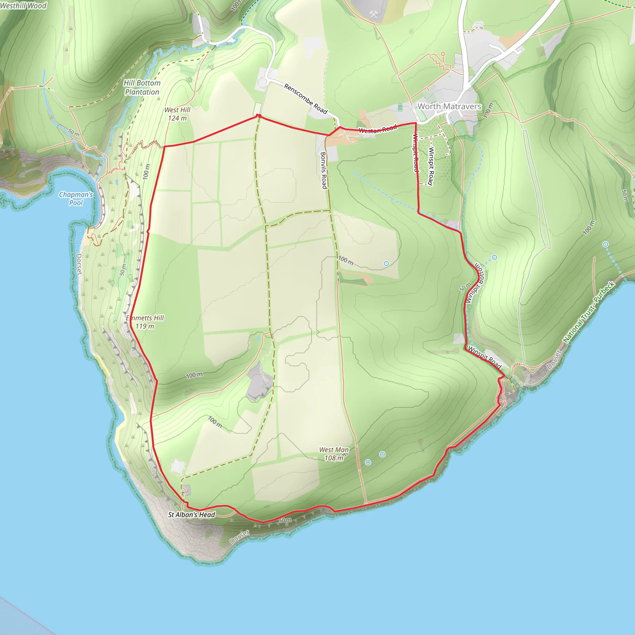 St Aldhelm's Head near Worth Matravers mobile static map