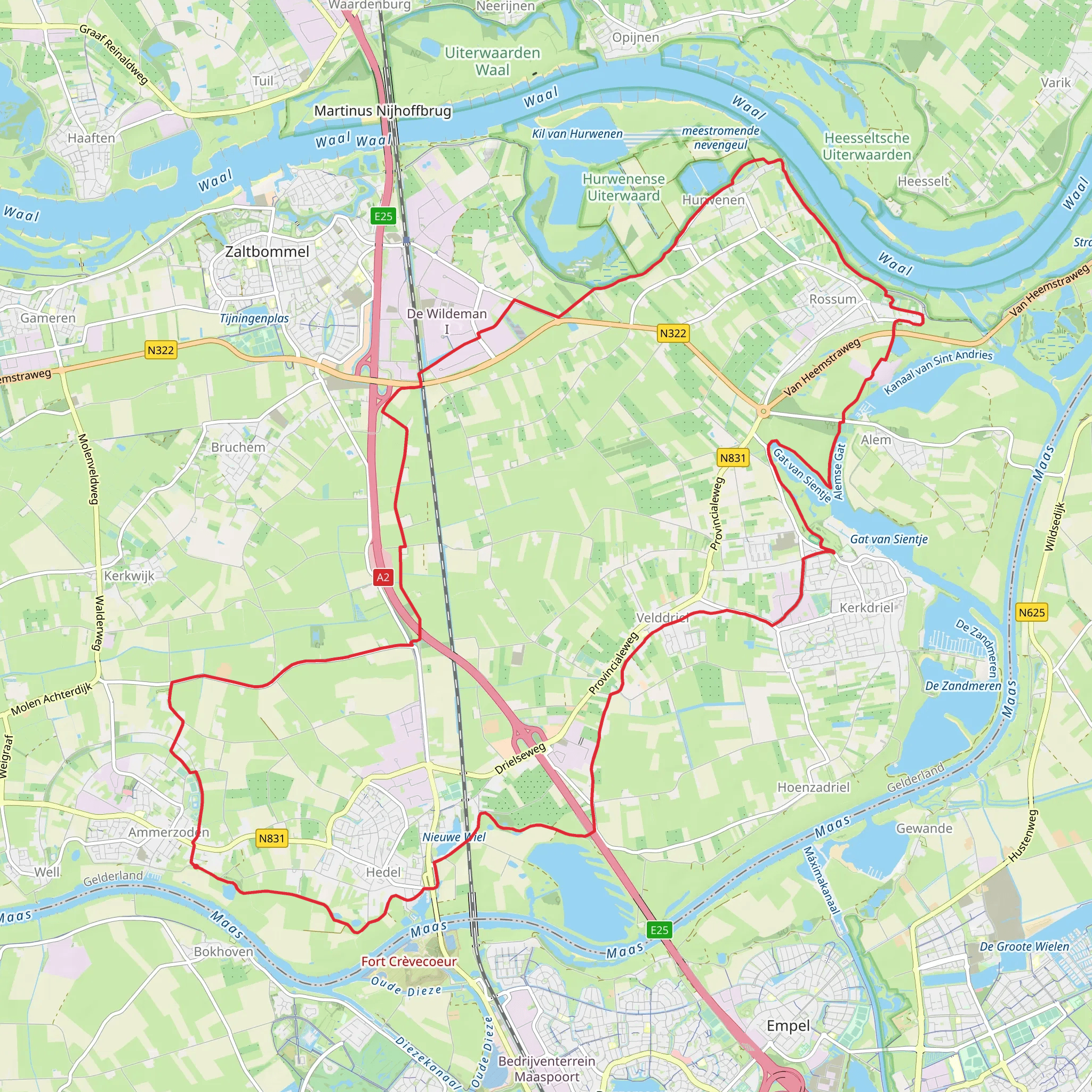Bommellerwaard and Hurwenensche Loop mobile static map
