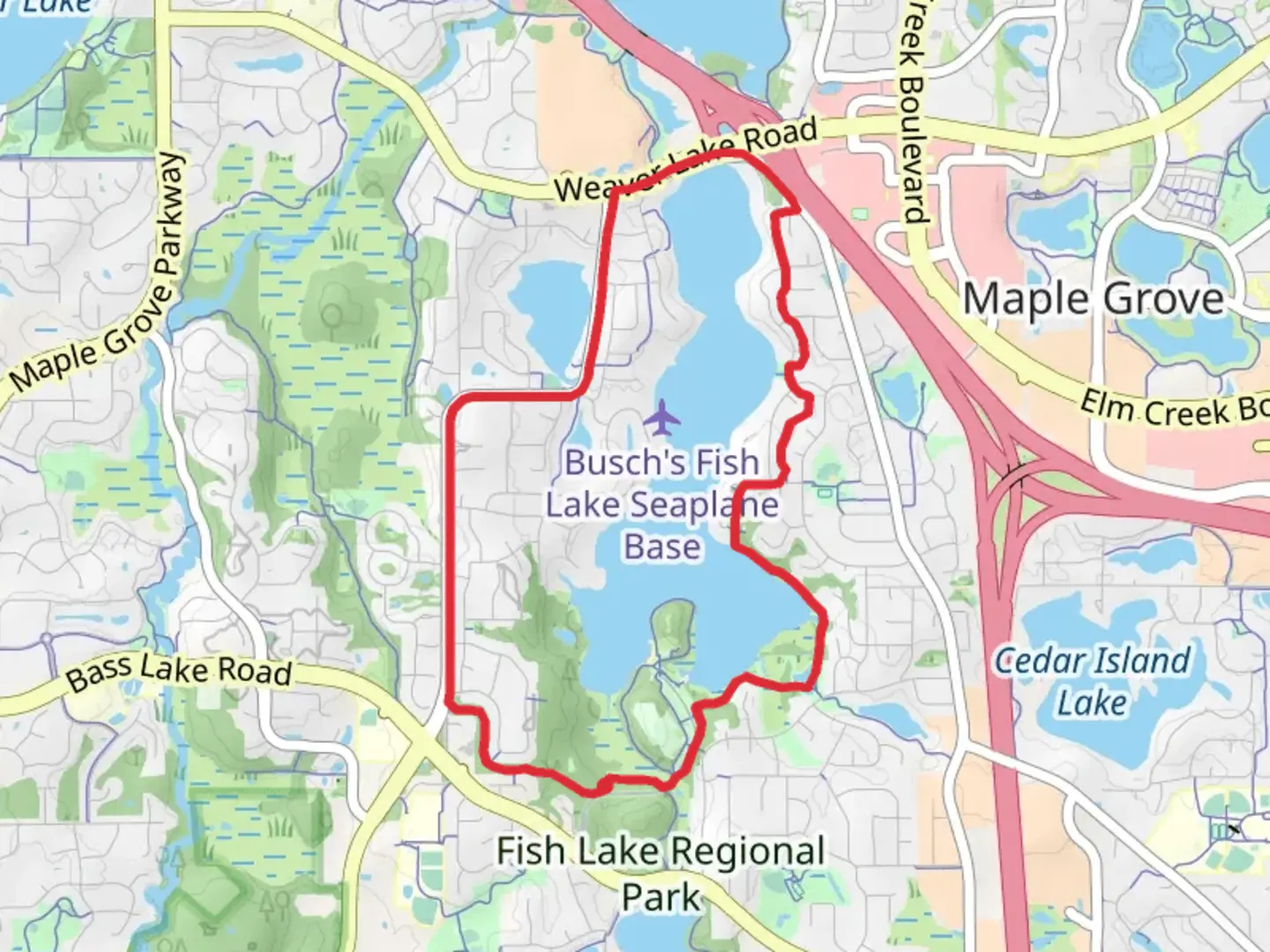 An image depicting the trail Fish Lake and Medicine Lake Regional Loop Trail and its surrounding area.