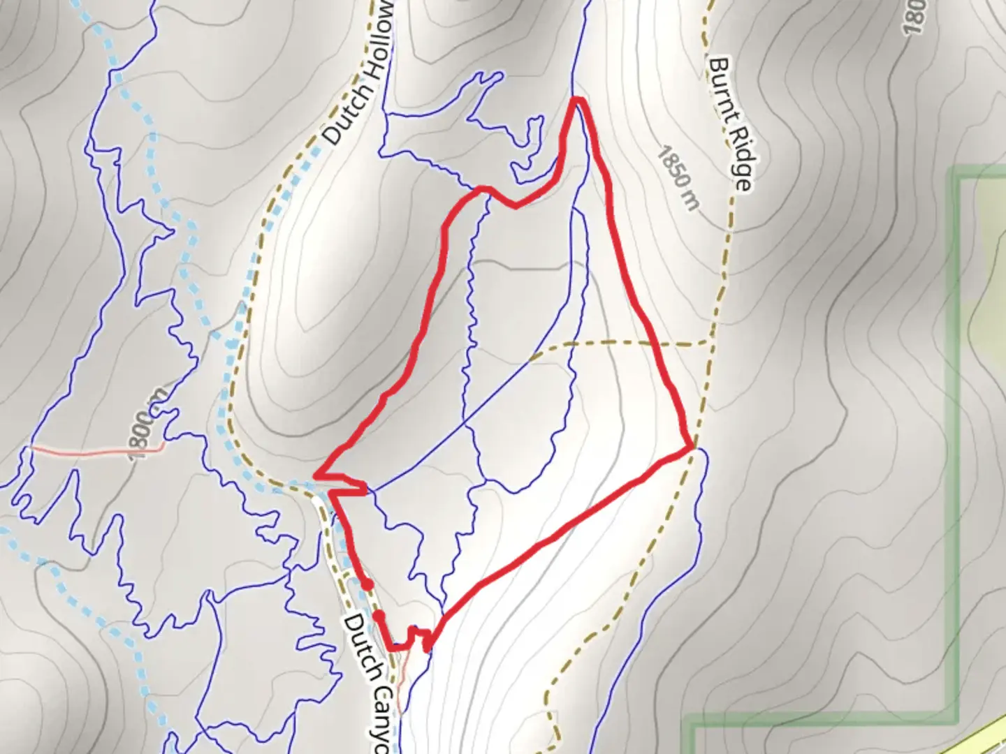 An image depicting the trail Cottontail Loop and its surrounding area.