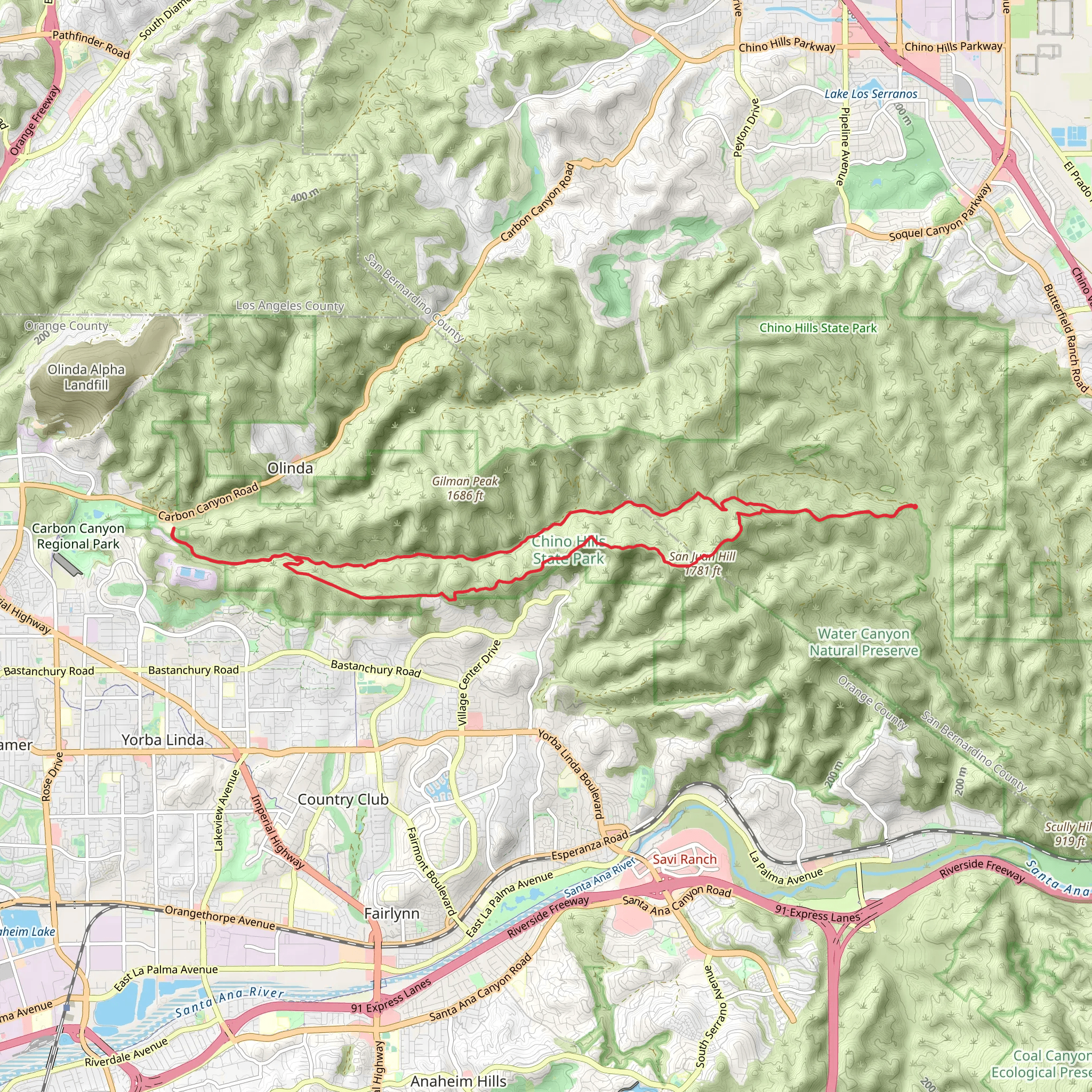 Telegraph Creek Loop via South Ridge Trail mobile static map