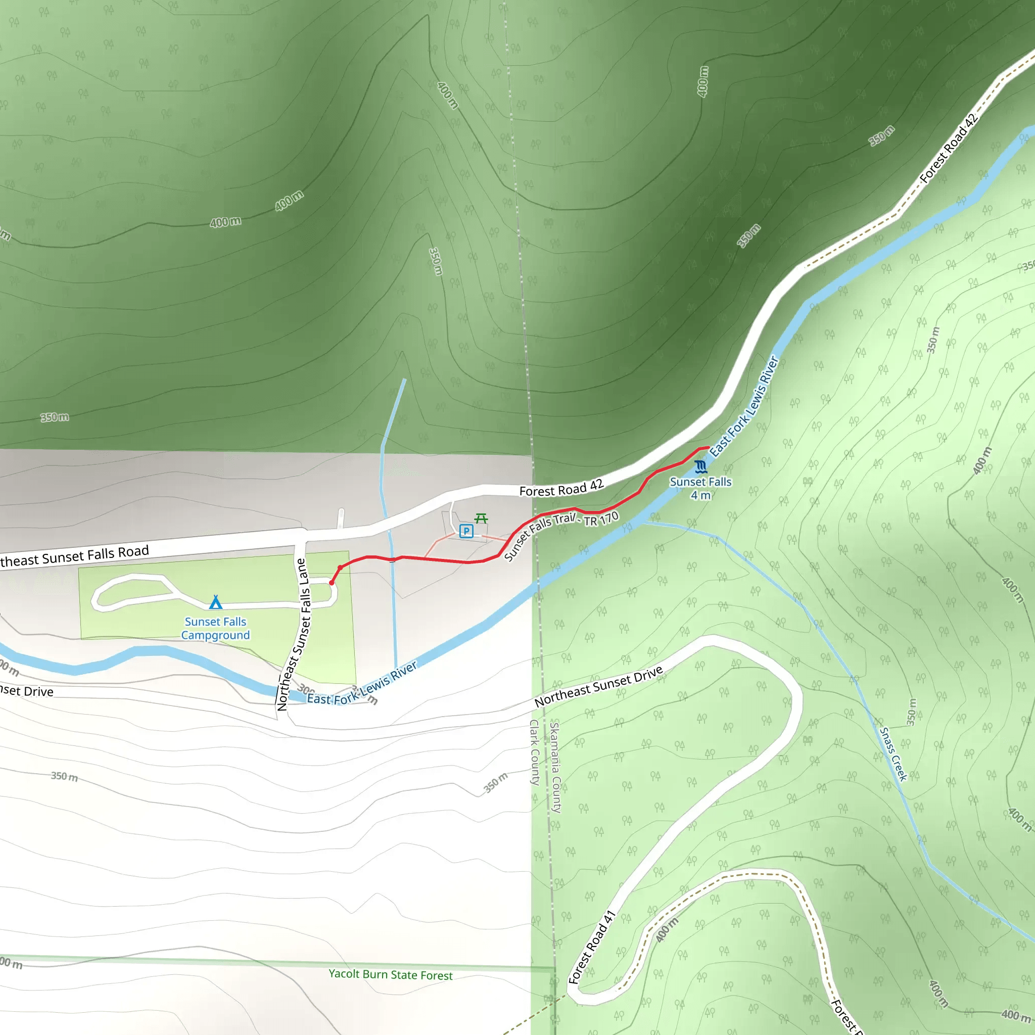 Sunset Falls Trail mobile static map