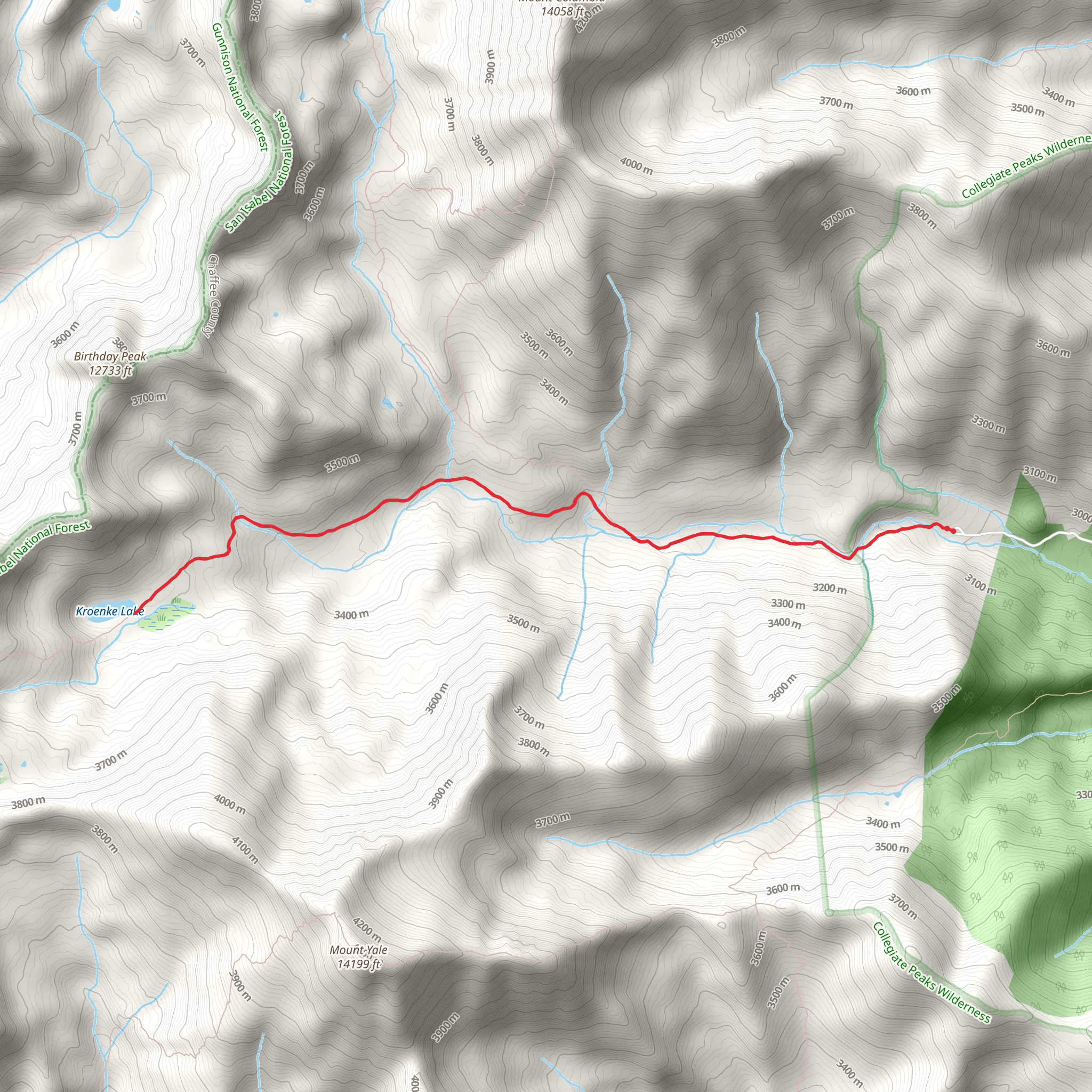 Kroenke Lake via Horn Fork Basin Trail mobile static map