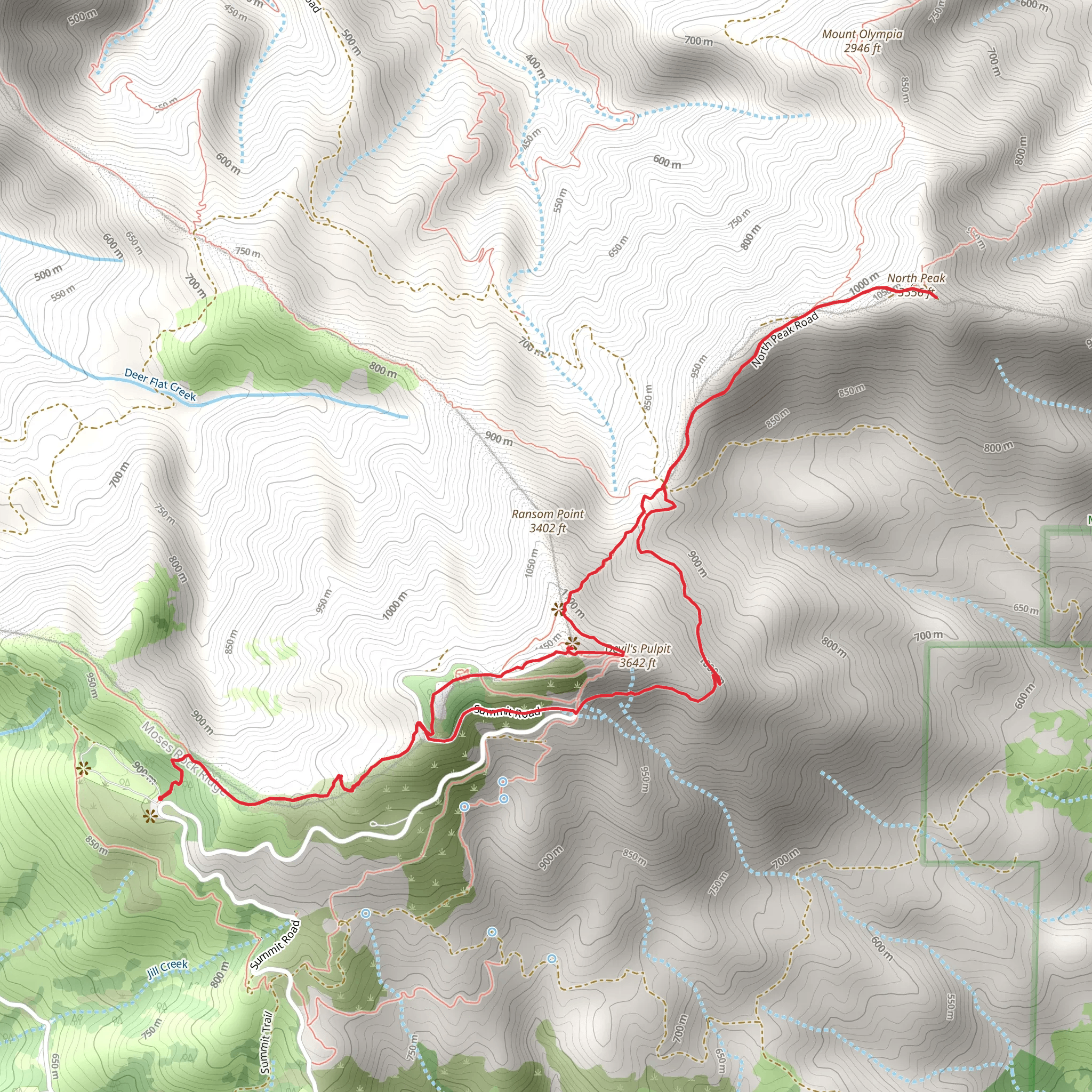 North Peak via Mount Diablo Loop mobile static map