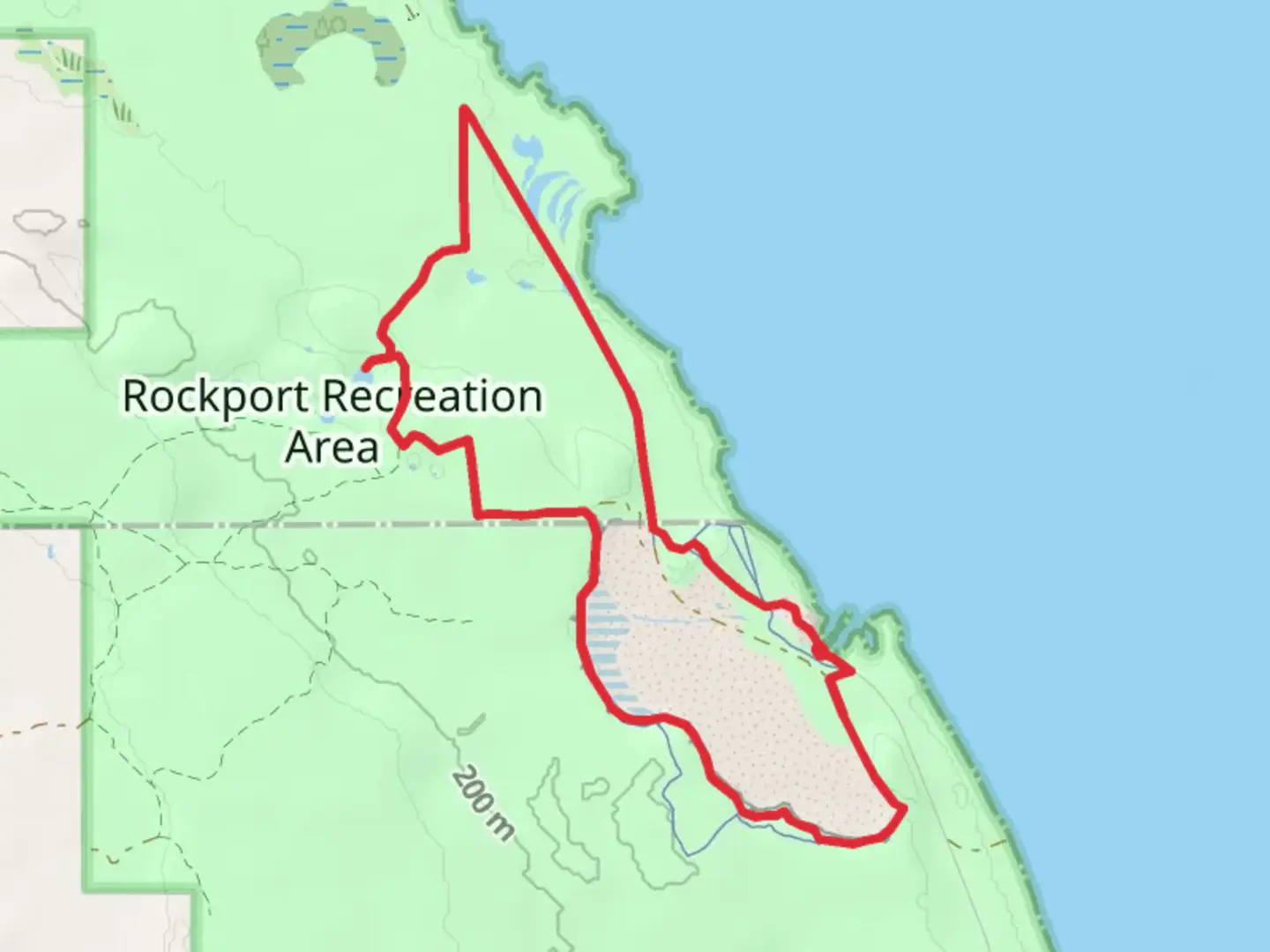 An image depicting the trail Rockport State Recreation Area Loop and its surrounding area.